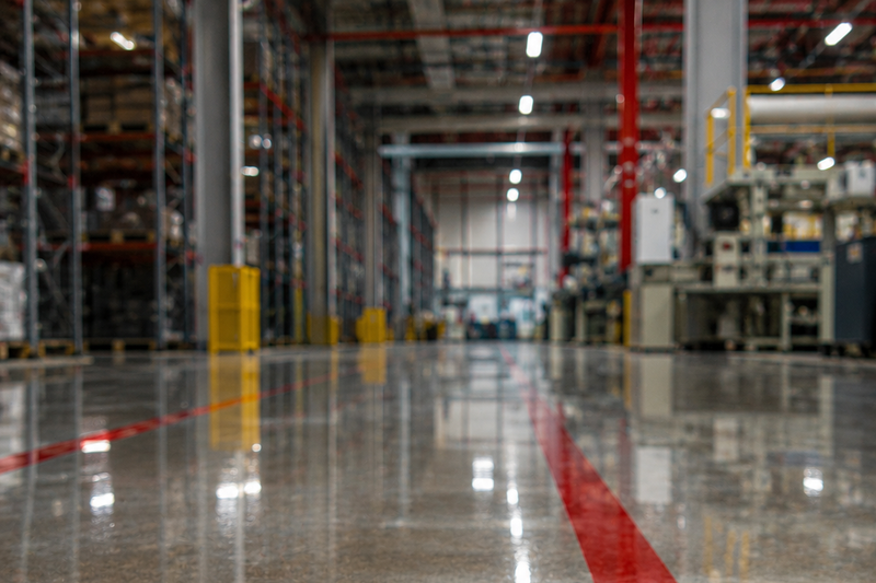Sealed concrete floor in an industrial facility