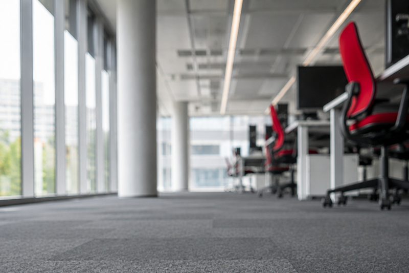 Clean hard floor in a commercial office building