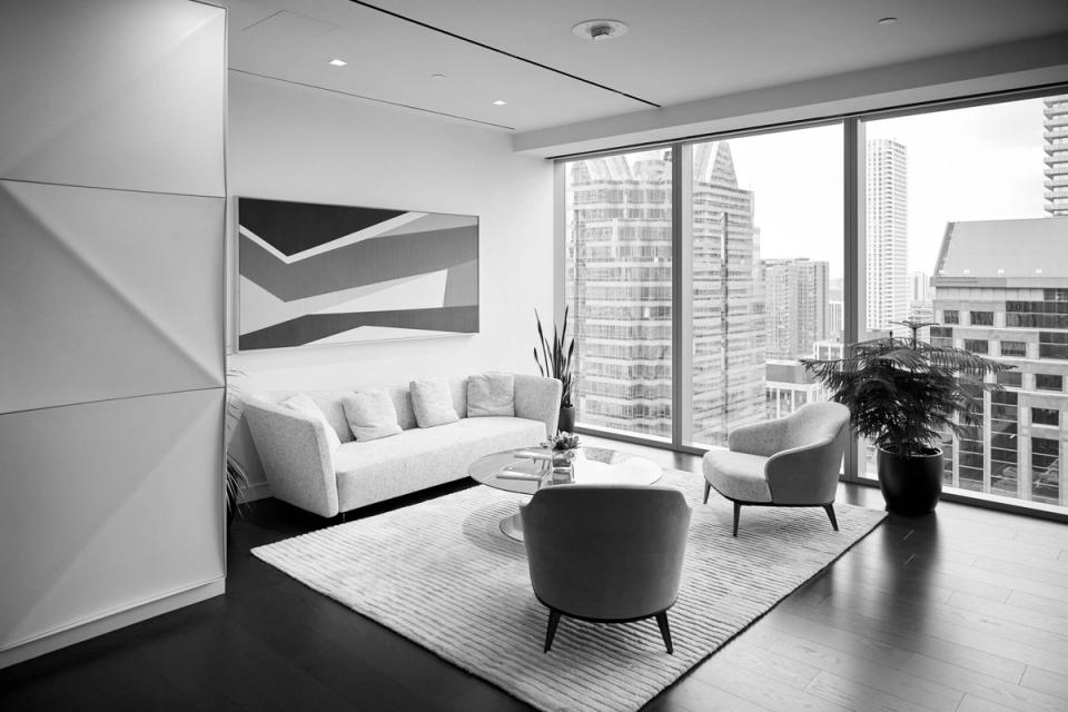 An office at Canaccord Genuity overlooking the Vancouver city skyline An office at Canaccord Genuity overlooking the Vancouver city skyline