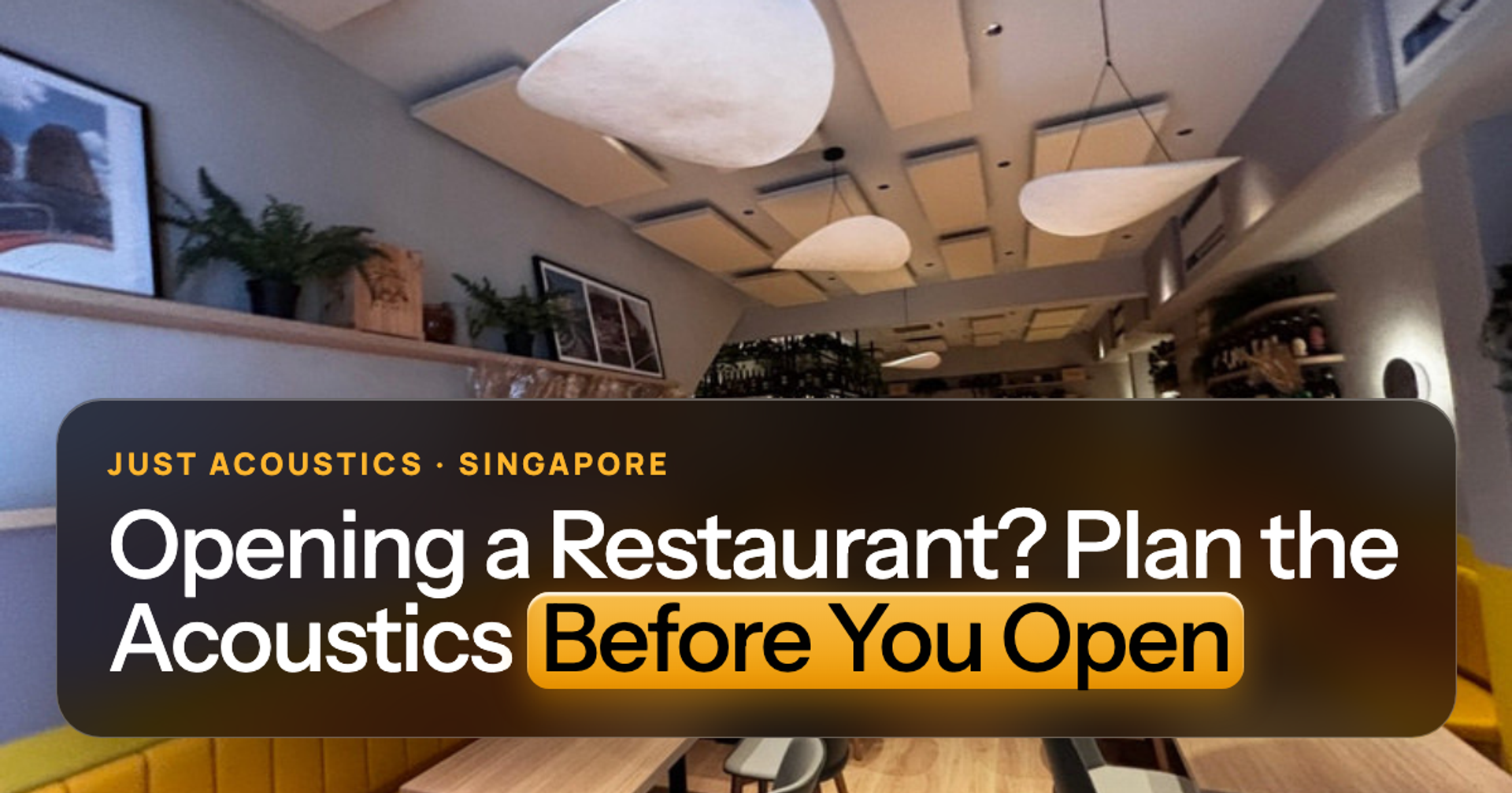 Restaurant dining room with ceiling acoustic panels