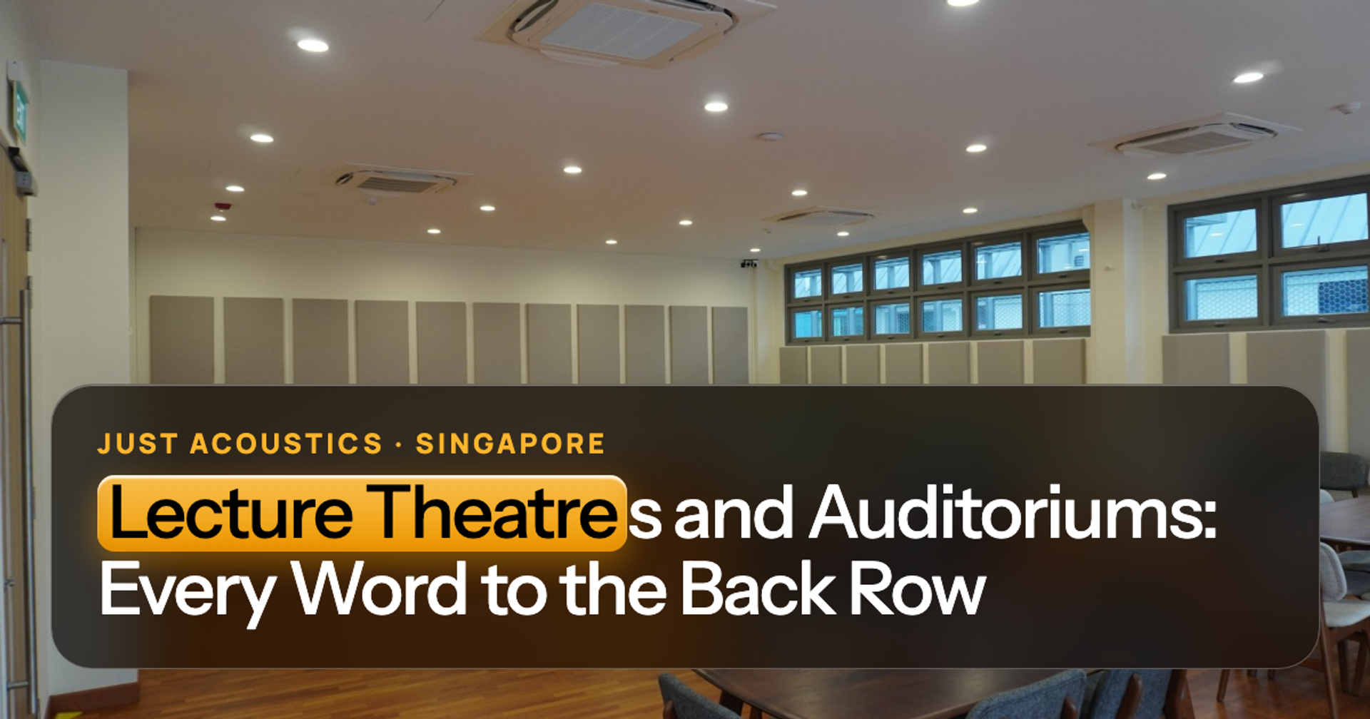Auditorium-style hall with acoustic panels