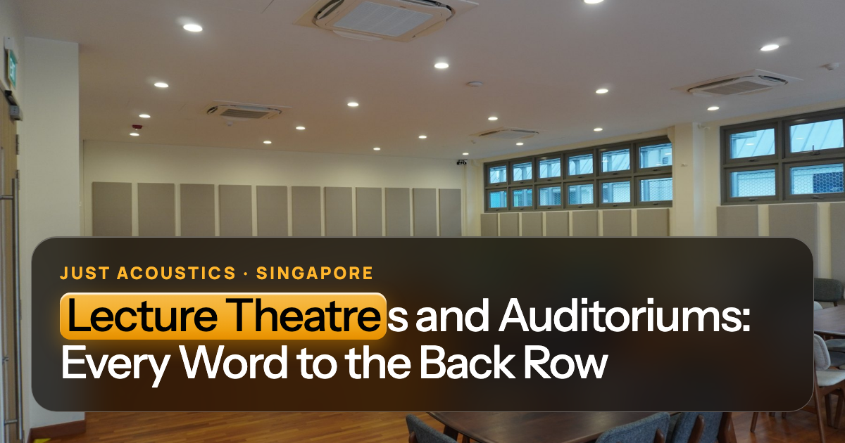Auditorium-style hall with acoustic panels