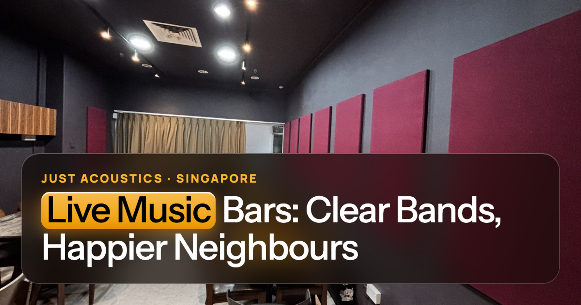 Bar with red acoustic panels