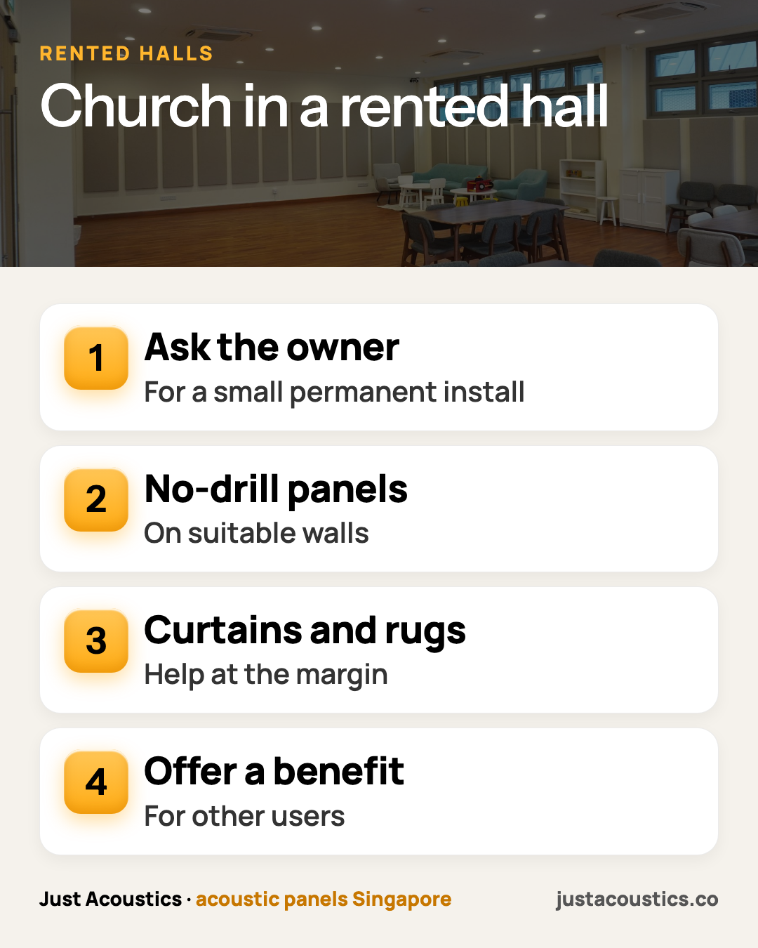 Church in a rented hall infographic