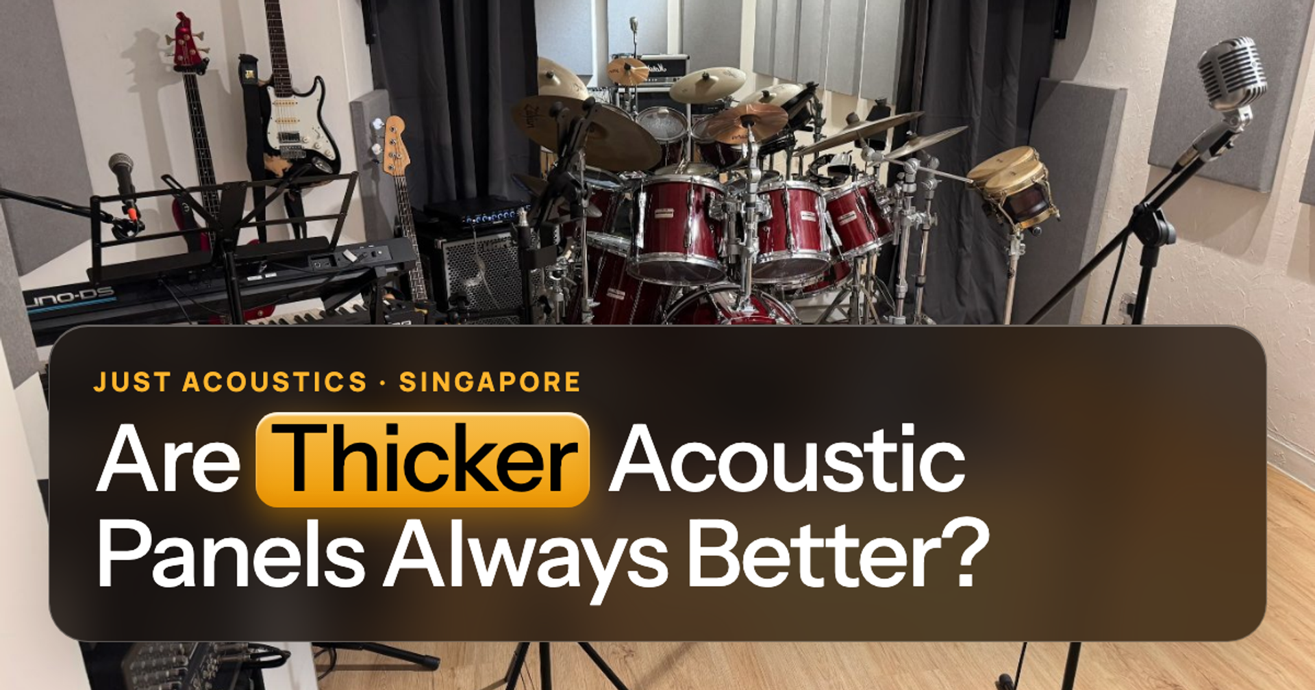 Drum room with acoustic panels on the walls