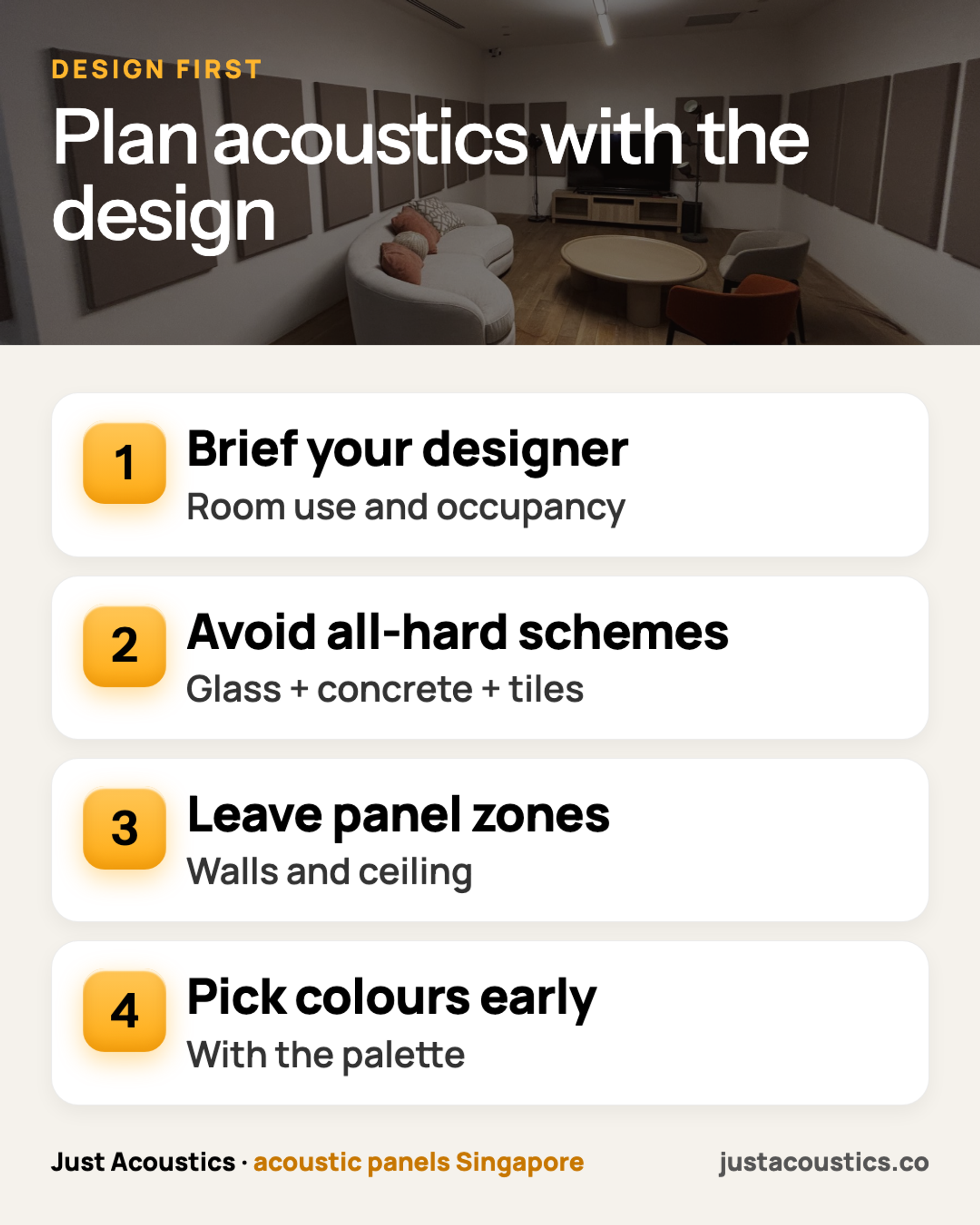 Plan acoustics with the design infographic