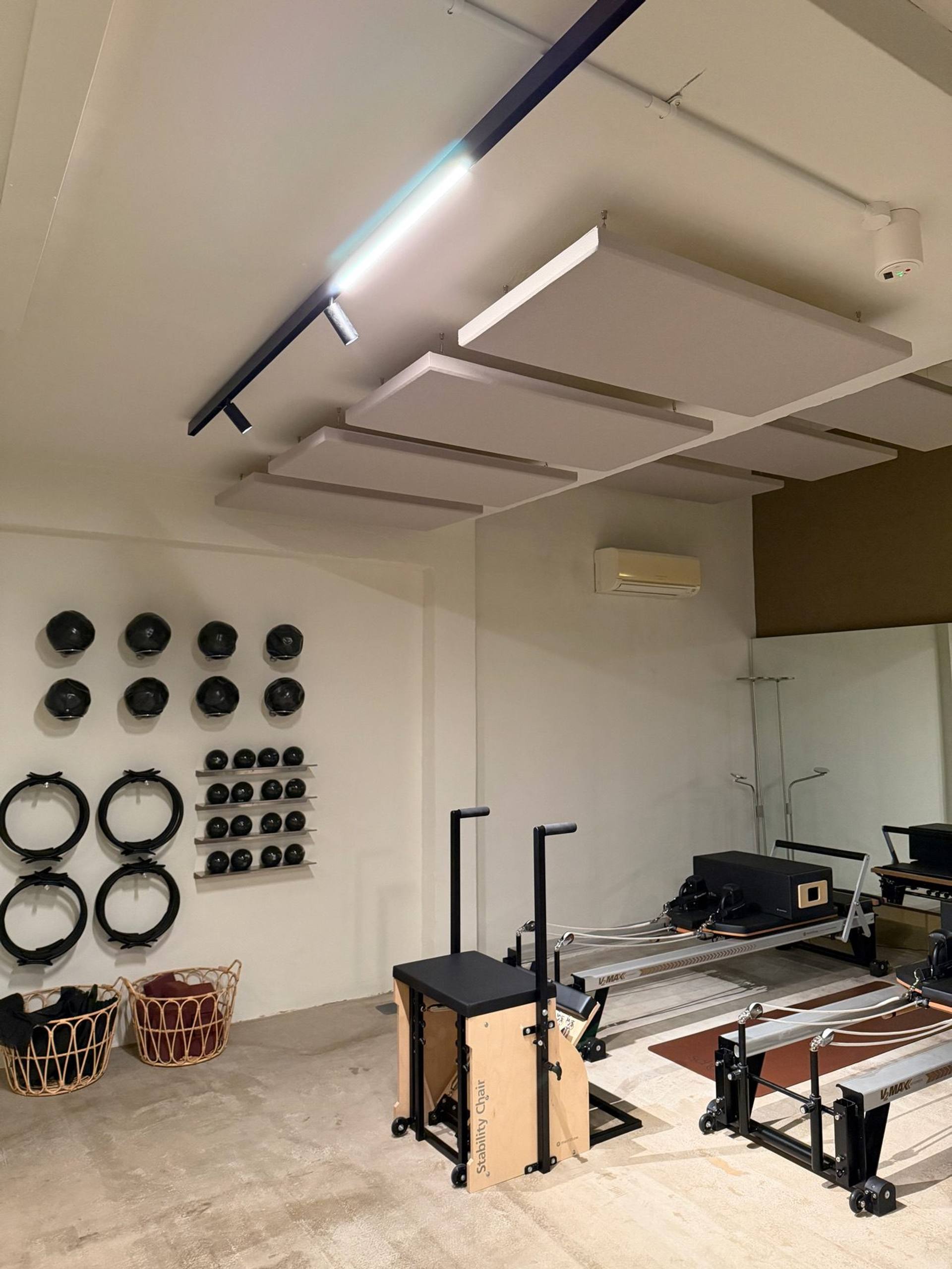 Schola Pilates Studio, Sennett Estate: acoustic panels installed by Just Acoustics