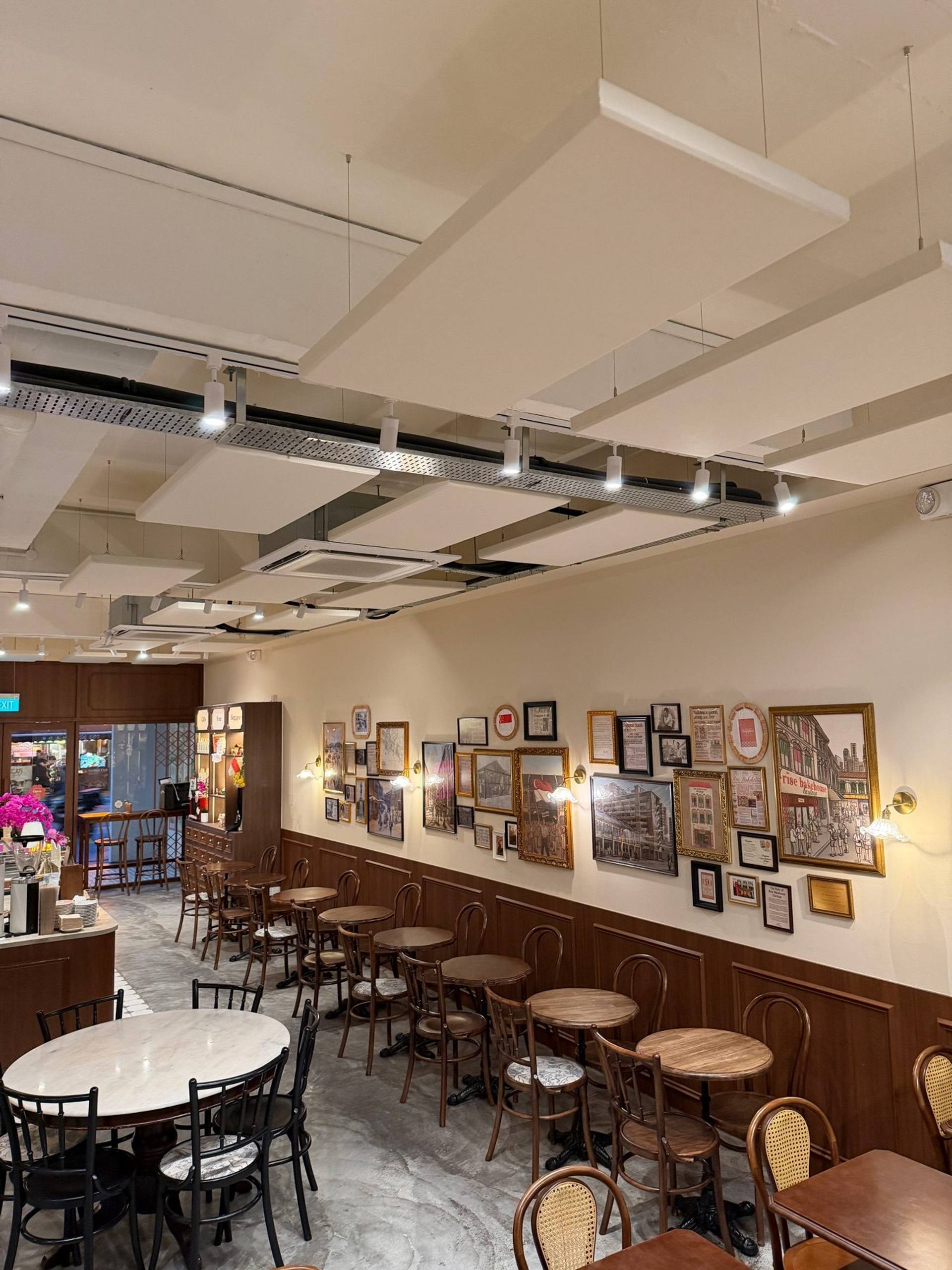 Rise Bakehouse, Chinatown: acoustic panels installed by Just Acoustics
