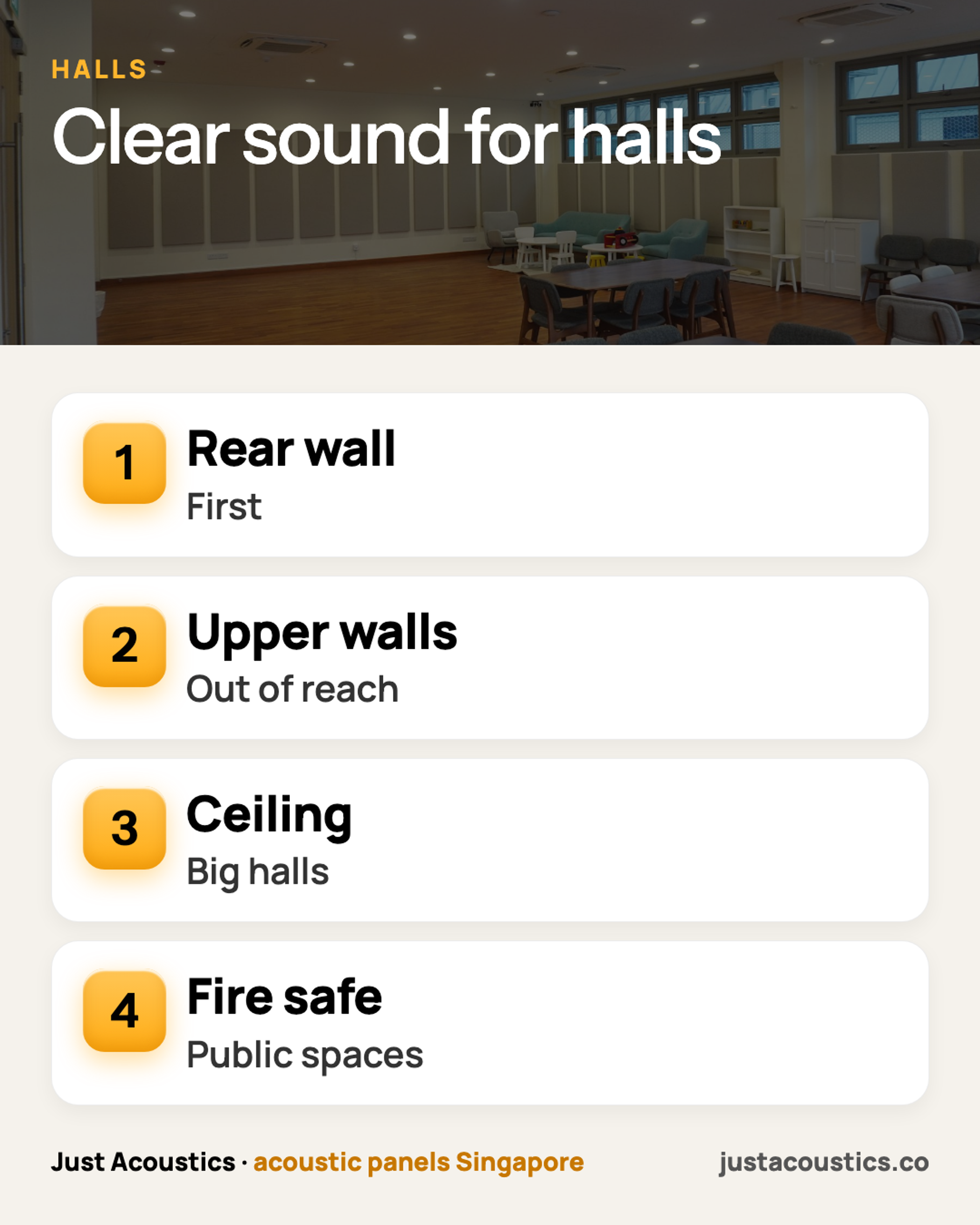 Clear sound for halls infographic