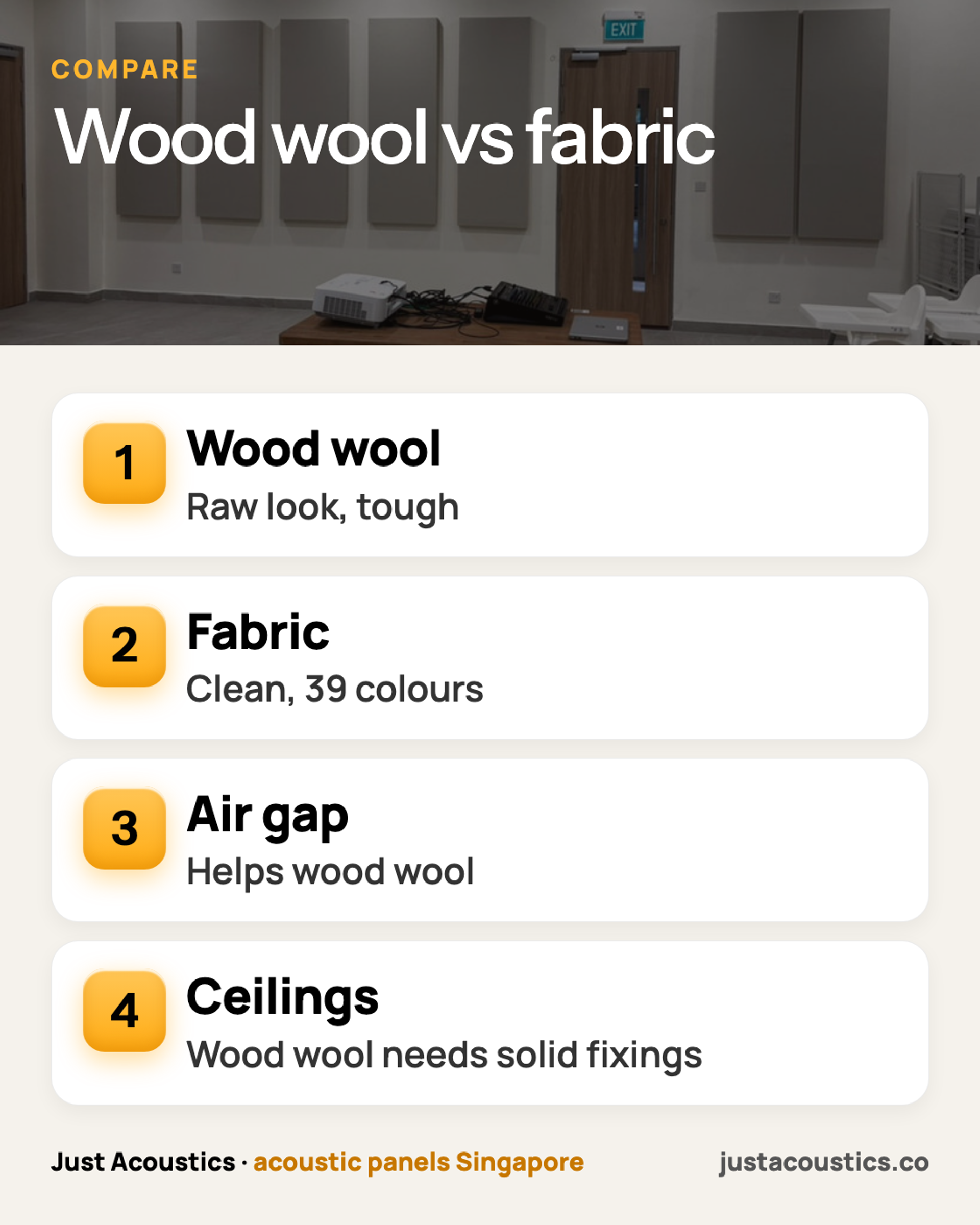 Wood wool vs fabric infographic
