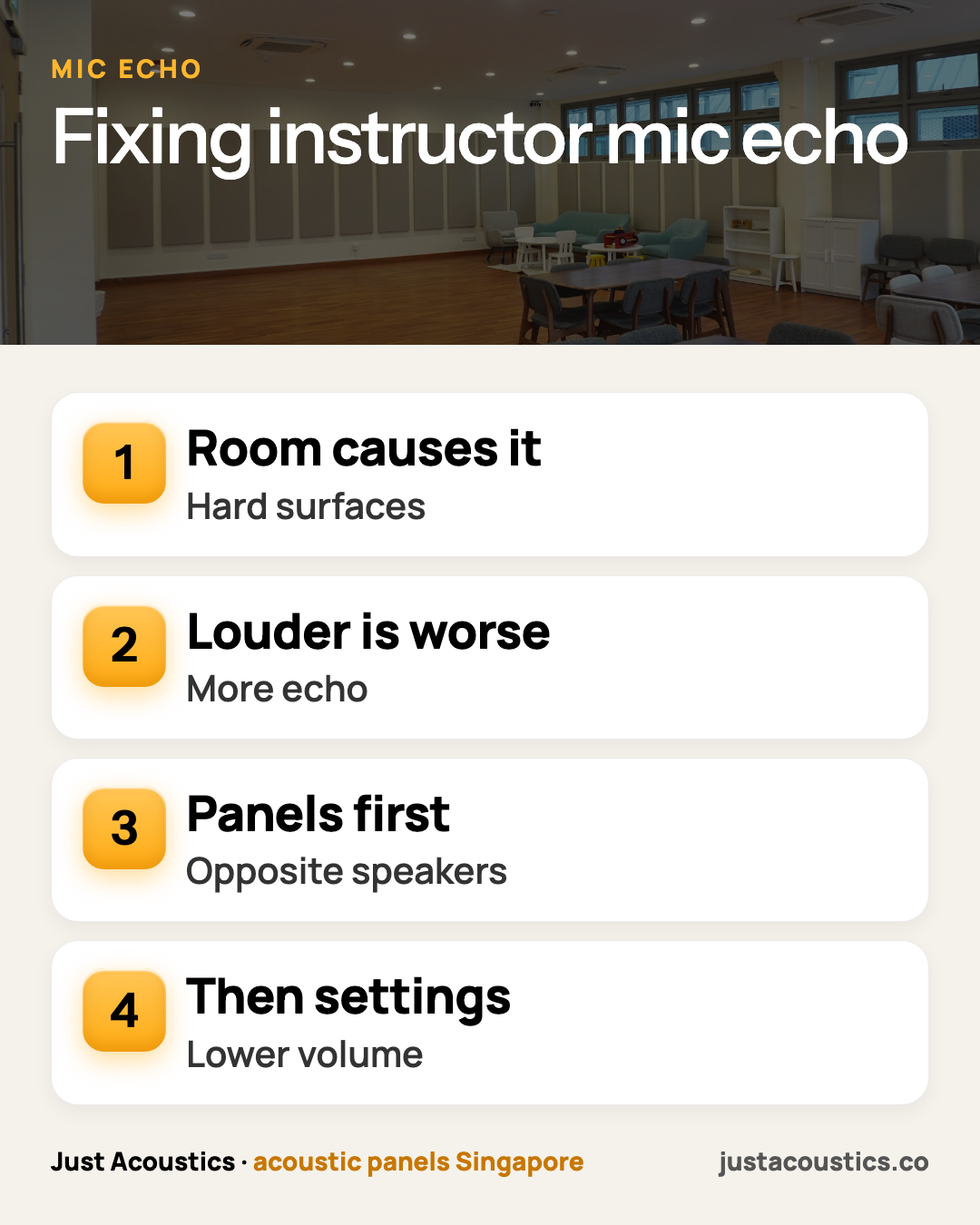 Fixing instructor mic echo infographic