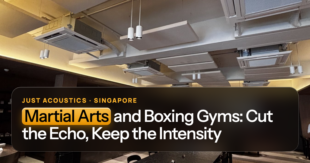 Training space with acoustic panels on the ceiling