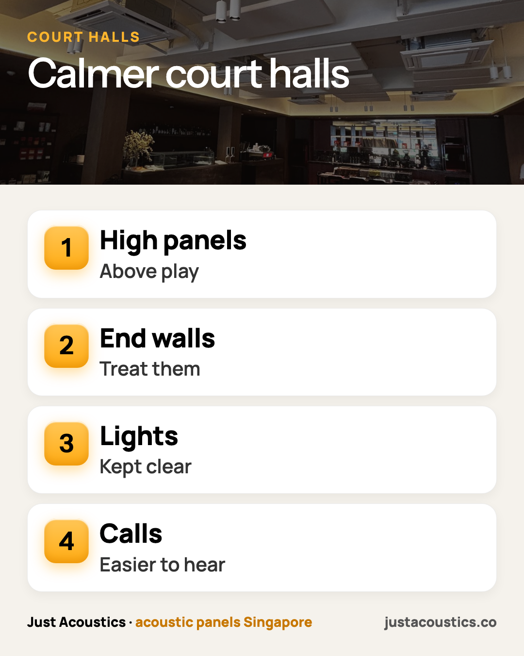 Calmer court halls infographic