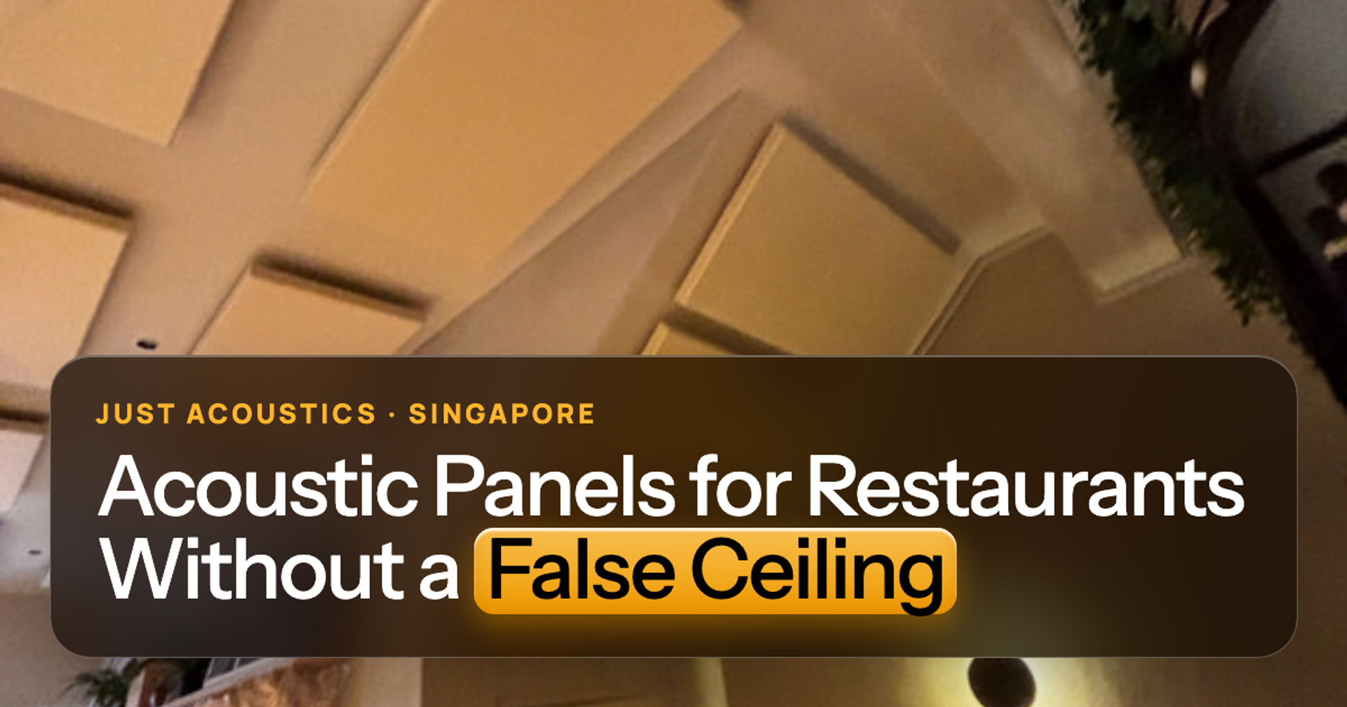 Exposed restaurant ceiling with suspended acoustic panels