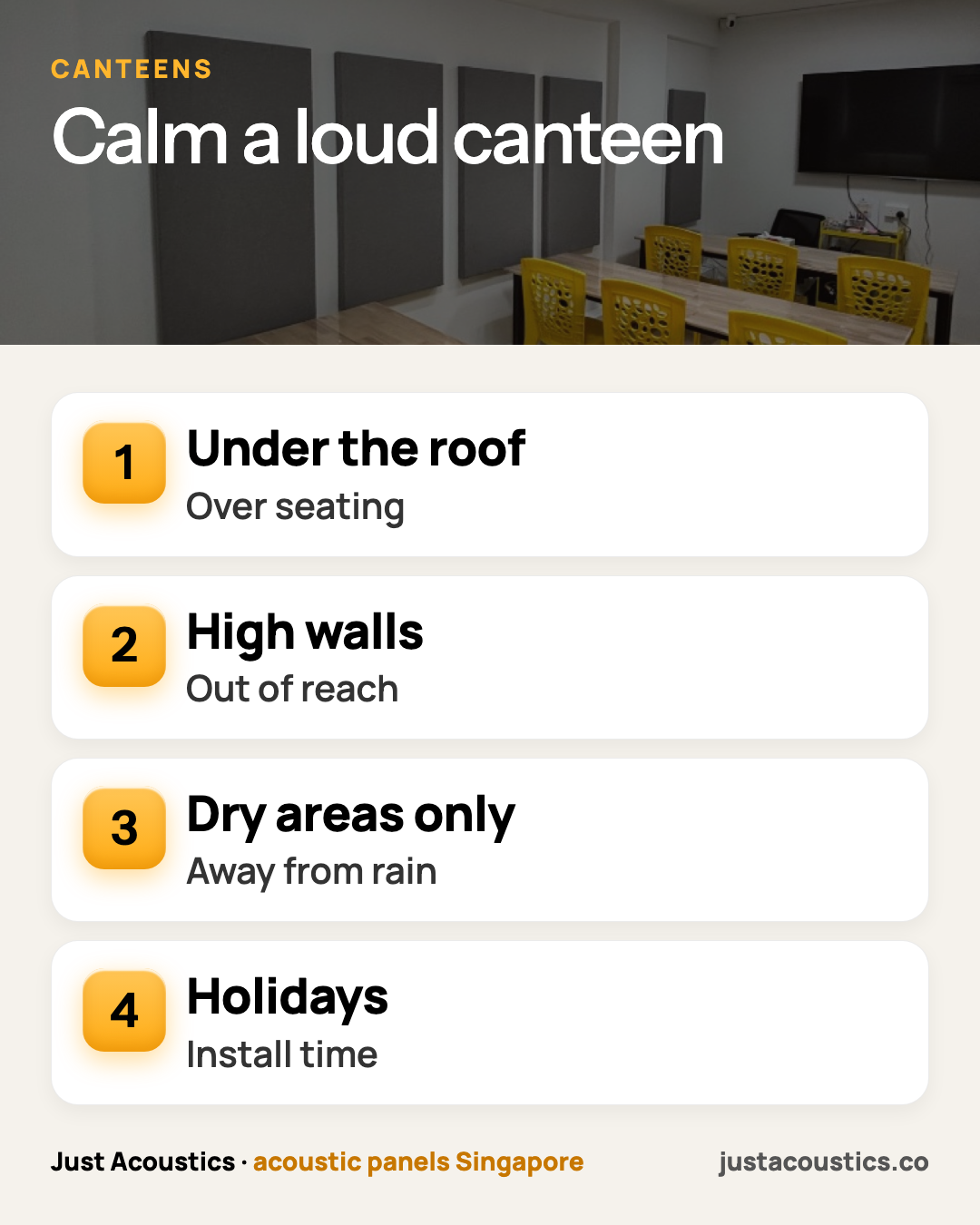 Calm a loud canteen infographic
