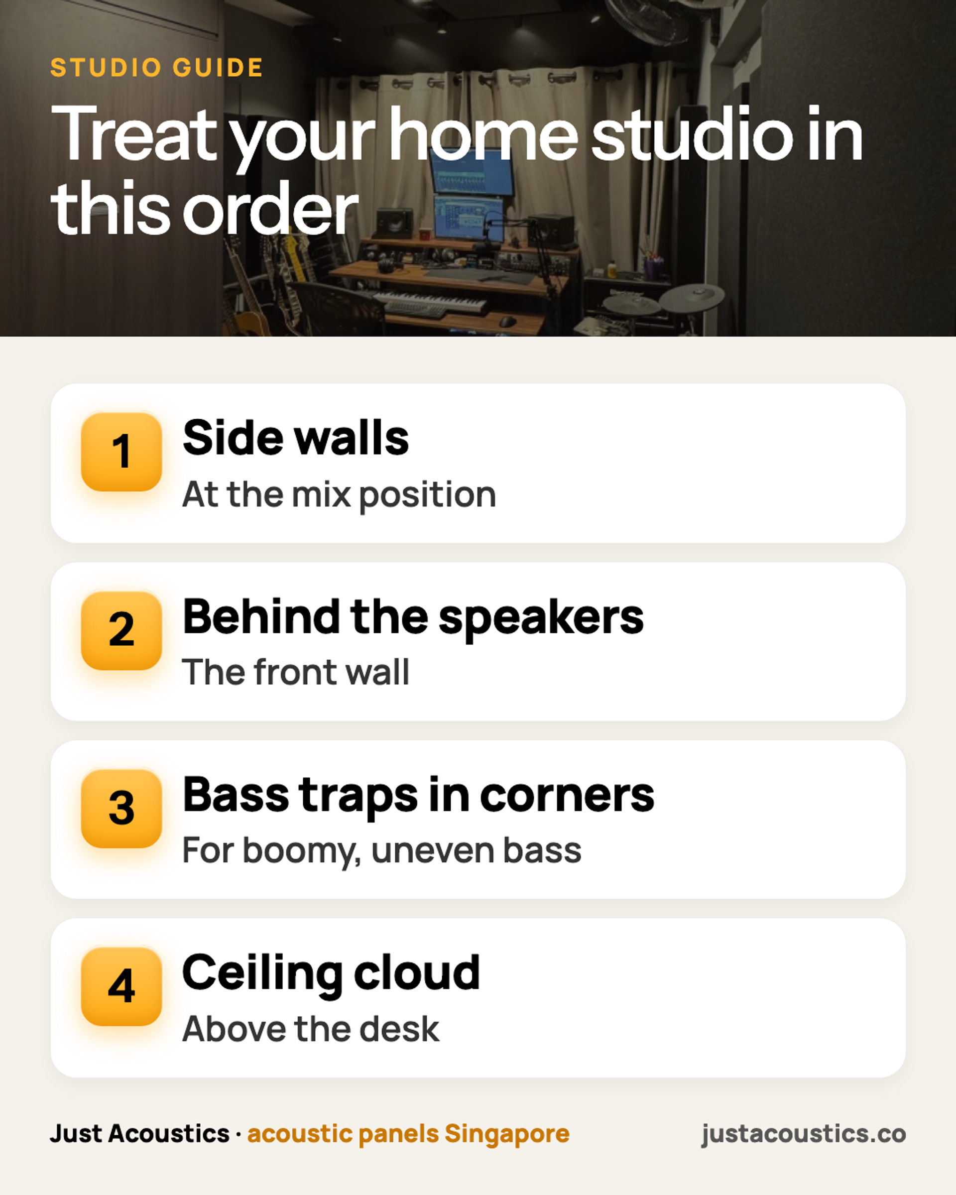 Treat your home studio in this order infographic