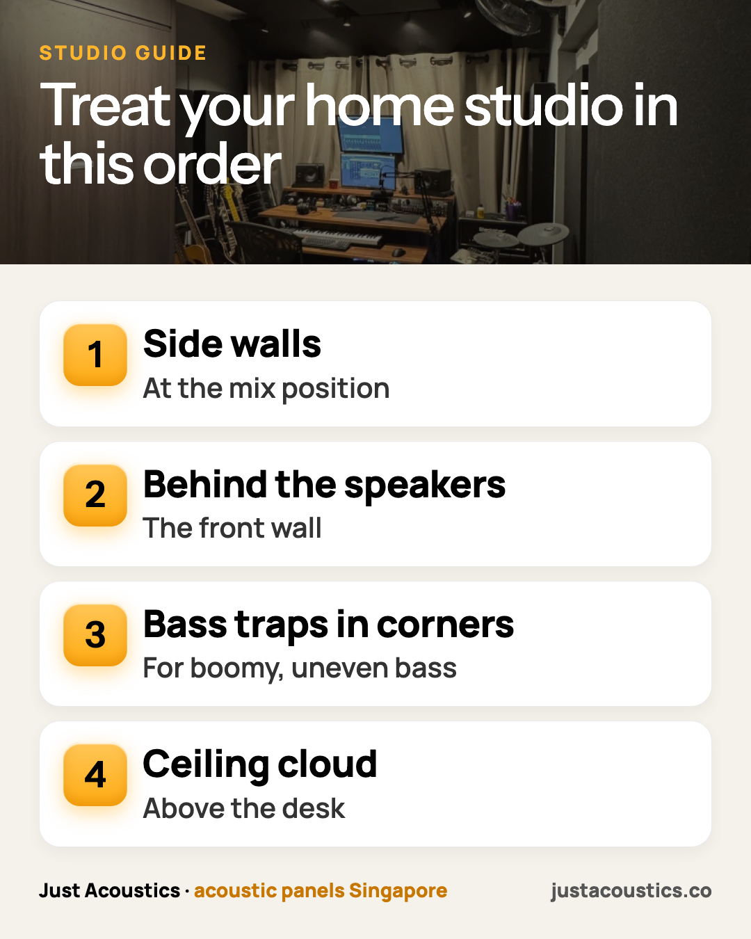 Treat your home studio in this order infographic
