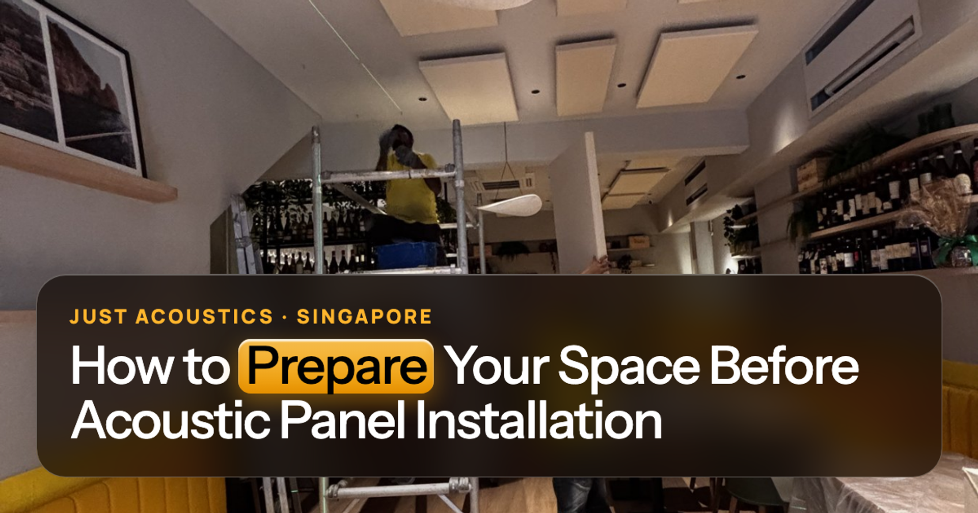 Installer working in a prepared restaurant before opening