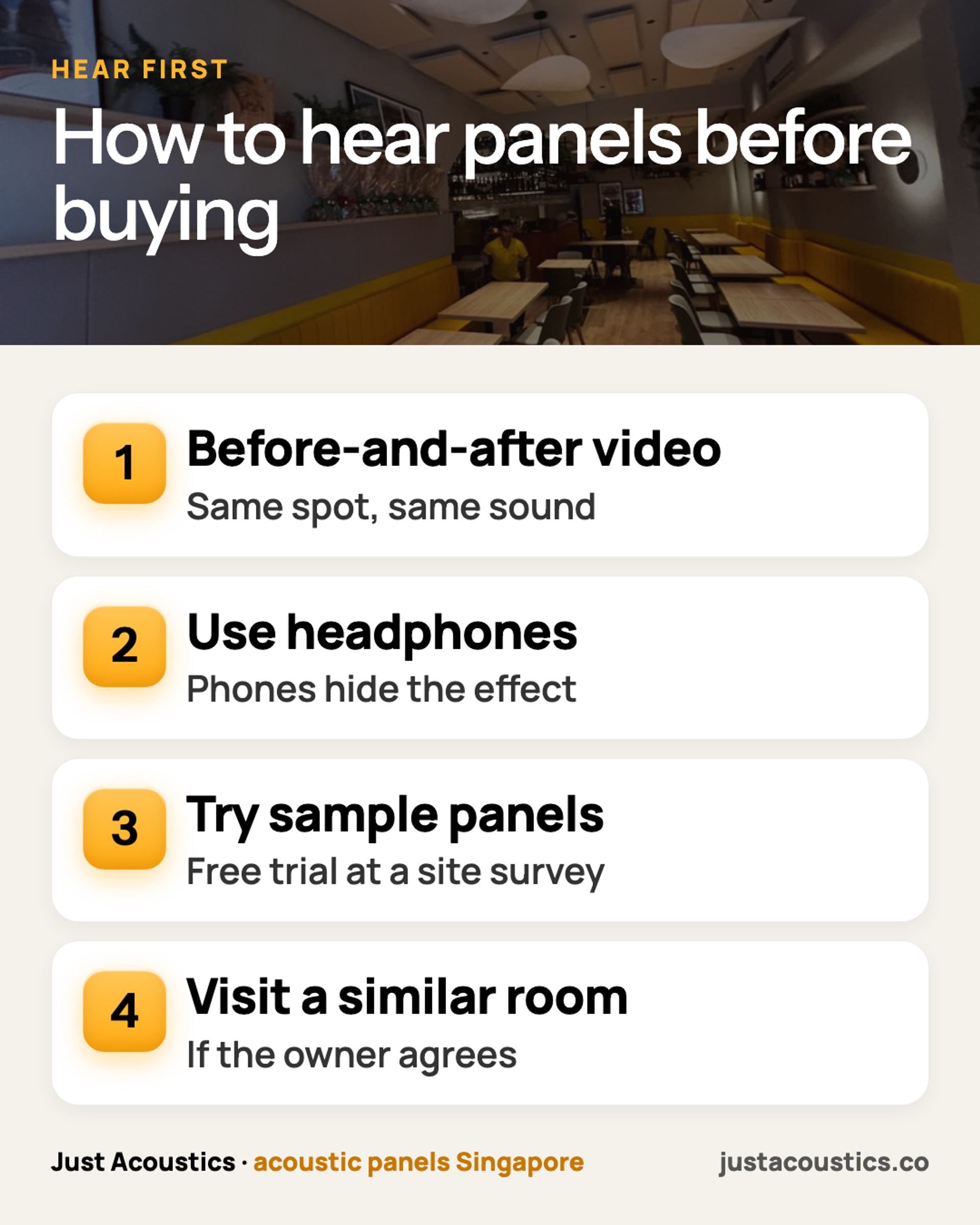 How to hear panels before buying infographic