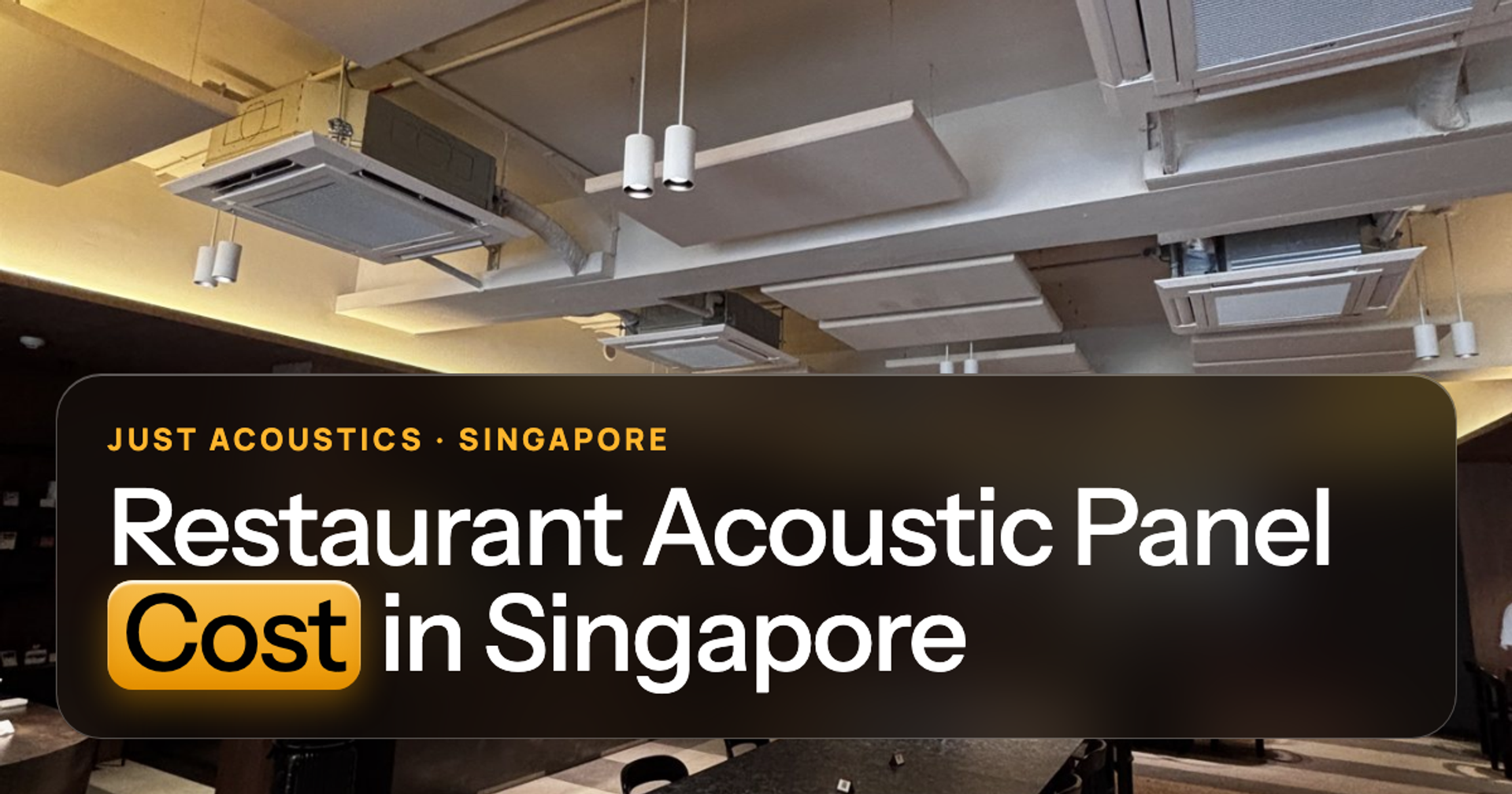 Restaurant ceiling with suspended acoustic panels over the dining area