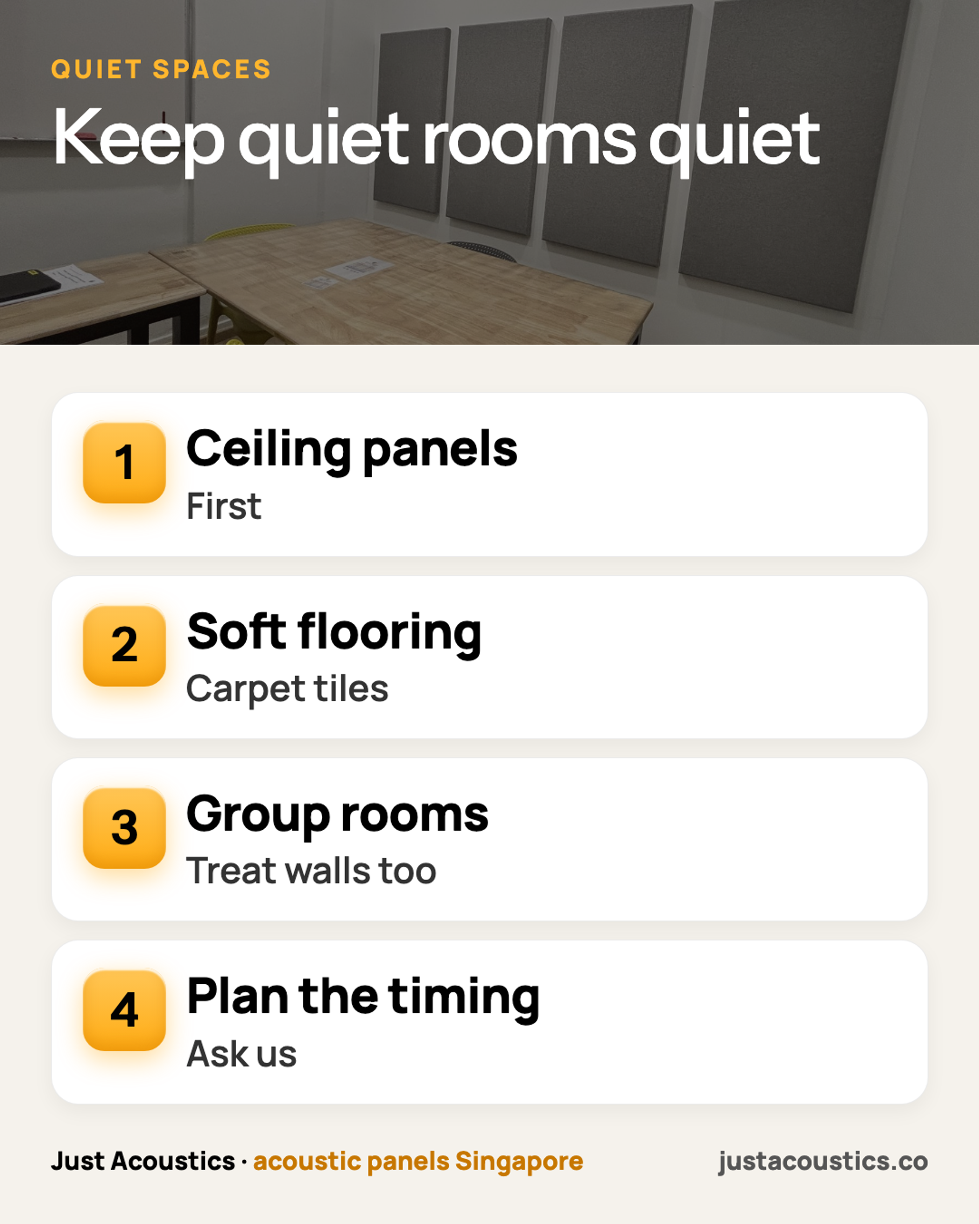 Keep quiet rooms quiet infographic