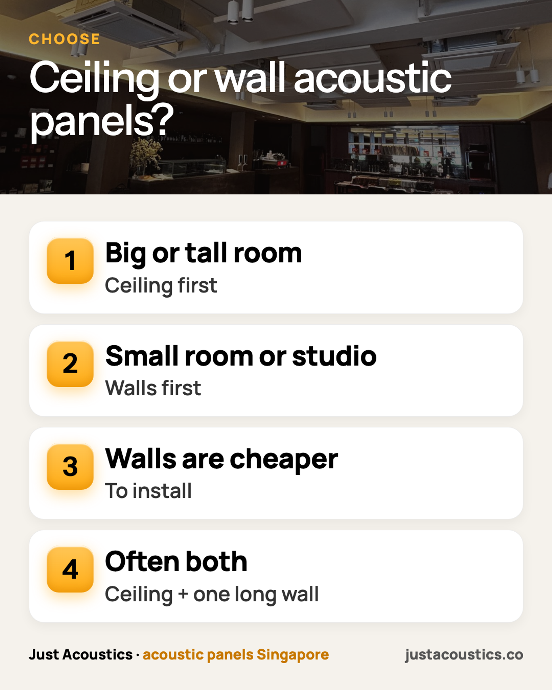 Ceiling or wall acoustic panels? infographic