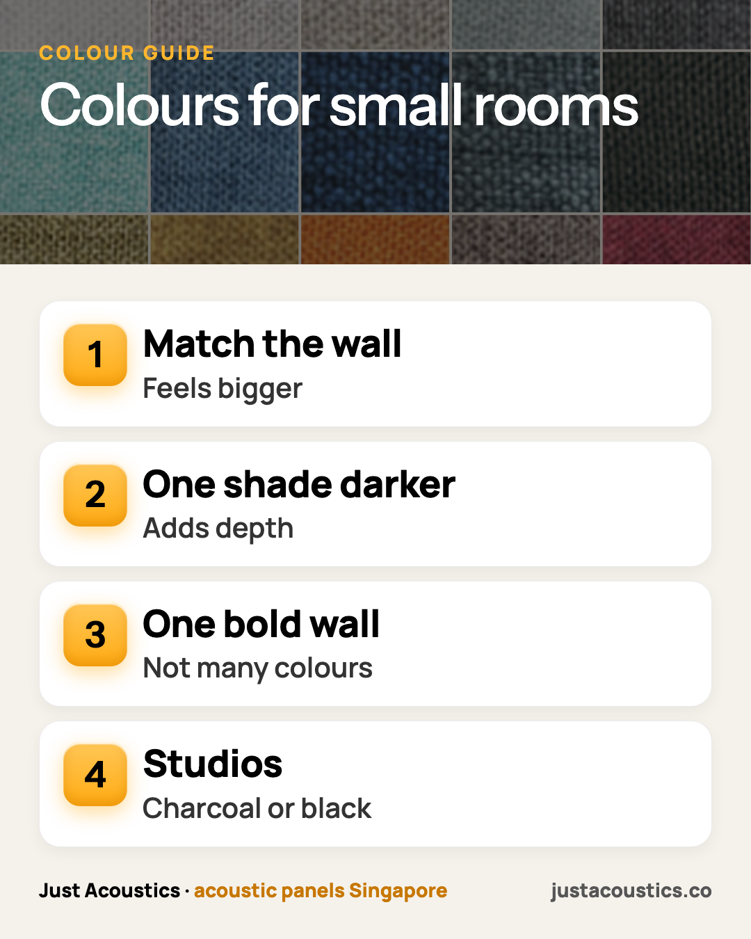 Colours for small rooms infographic