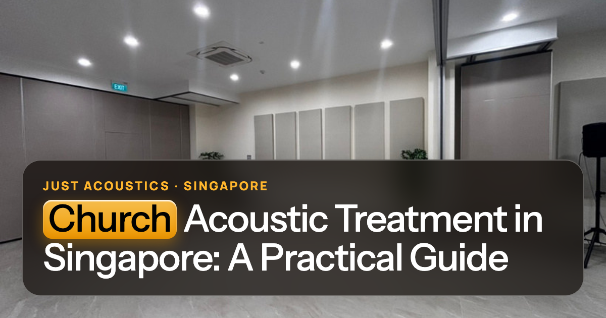 Church hall in Singapore with grey fabric acoustic panels on the walls