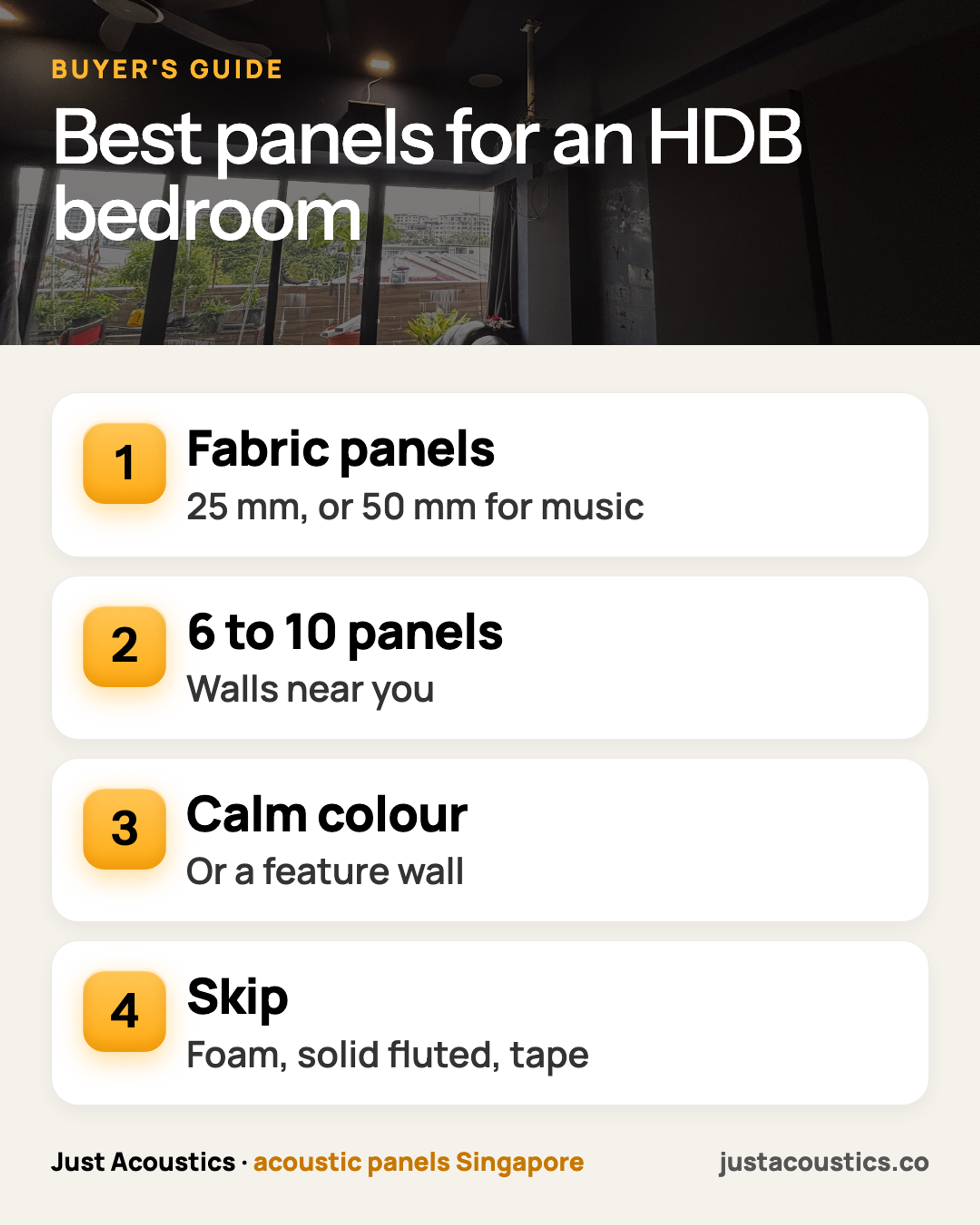 Best panels for an HDB bedroom infographic
