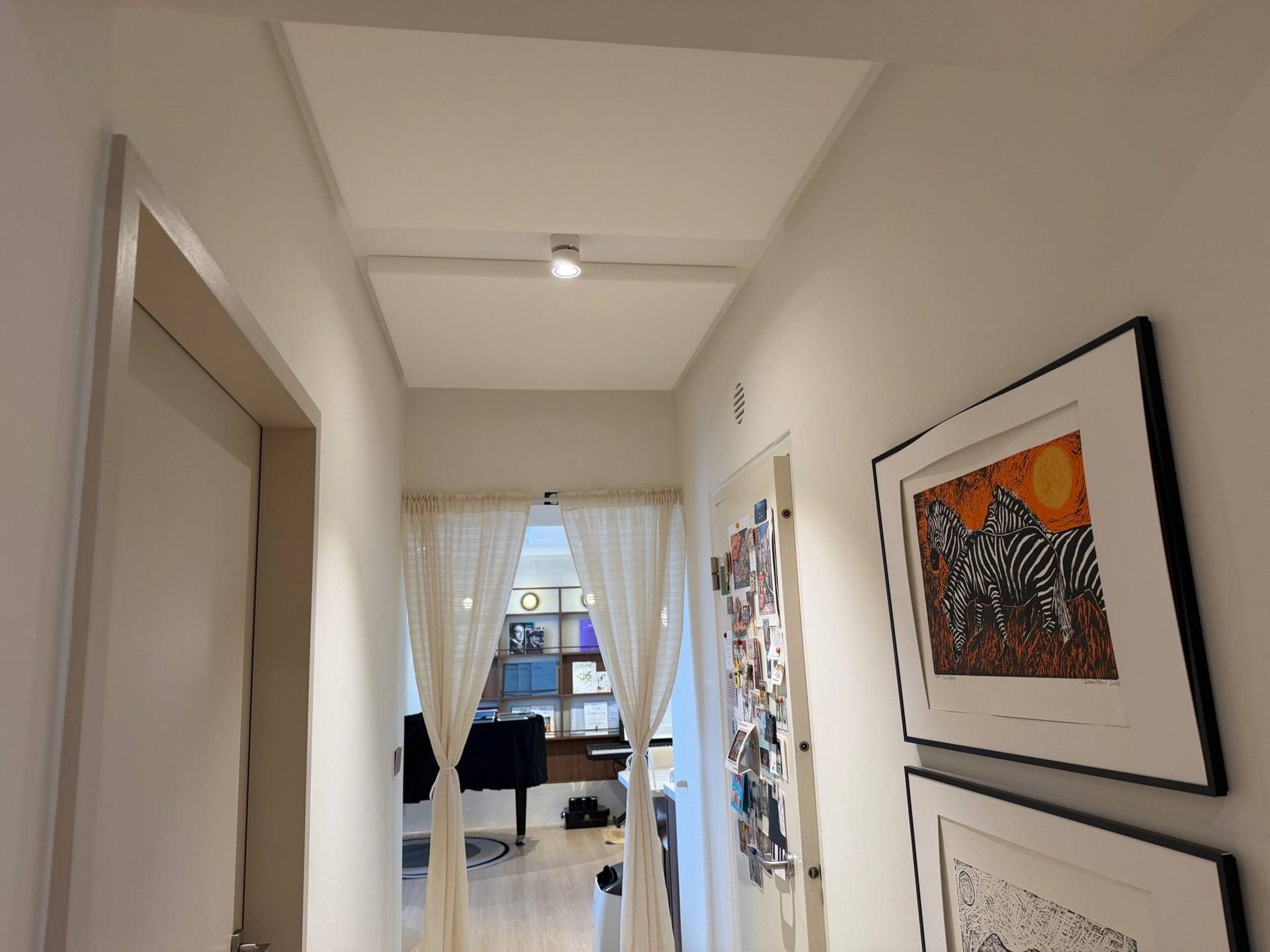 Grand Piano Living Room: acoustic panels installed by Just Acoustics