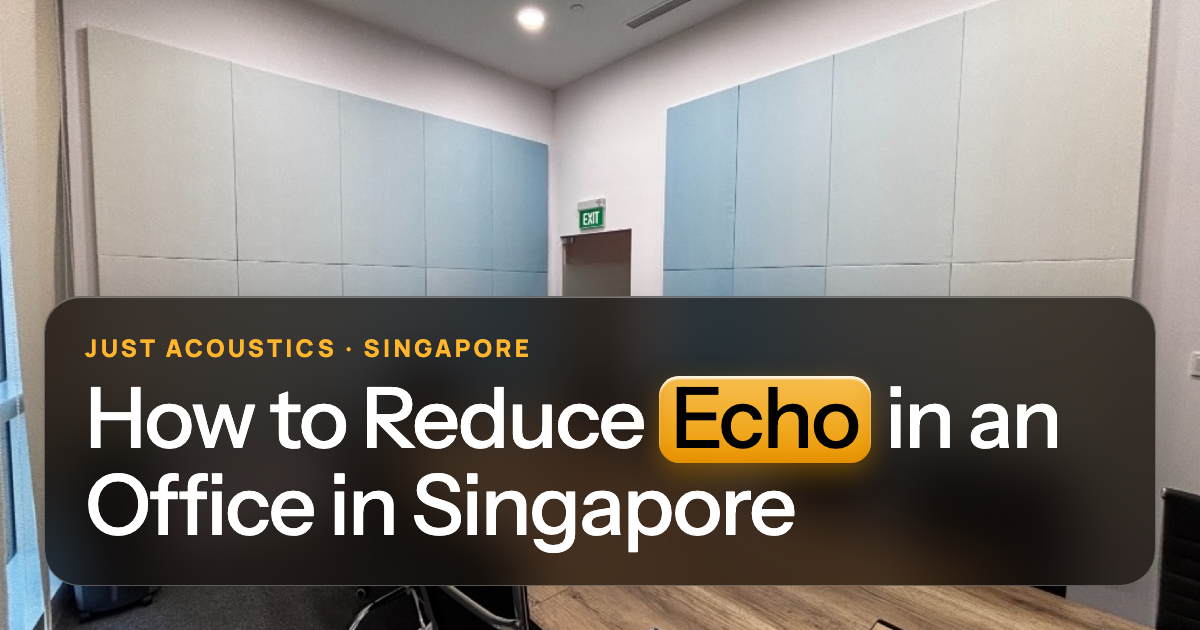 Office meeting room with light blue acoustic panels on two walls