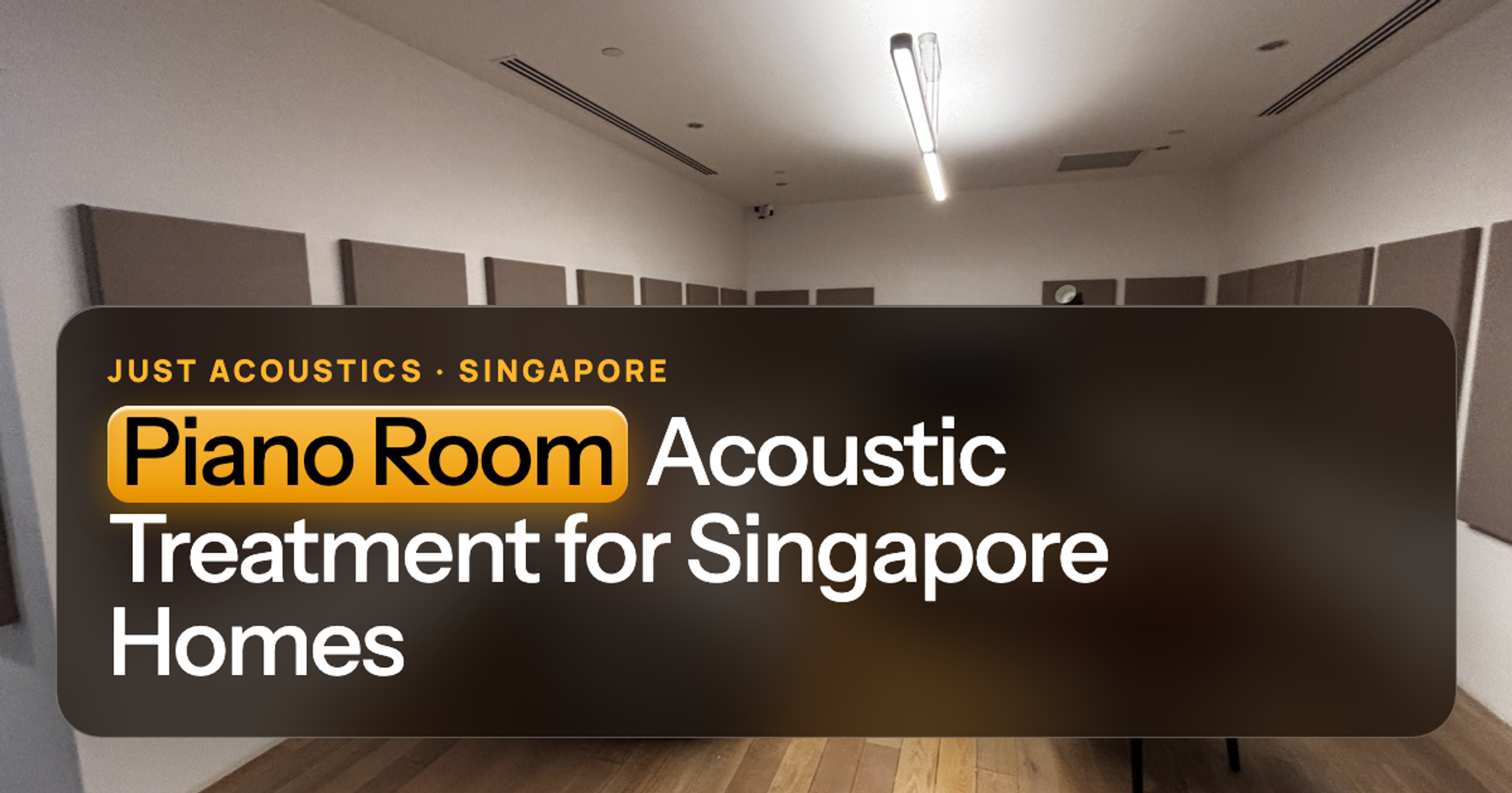 Living room with acoustic panels where a piano could sit