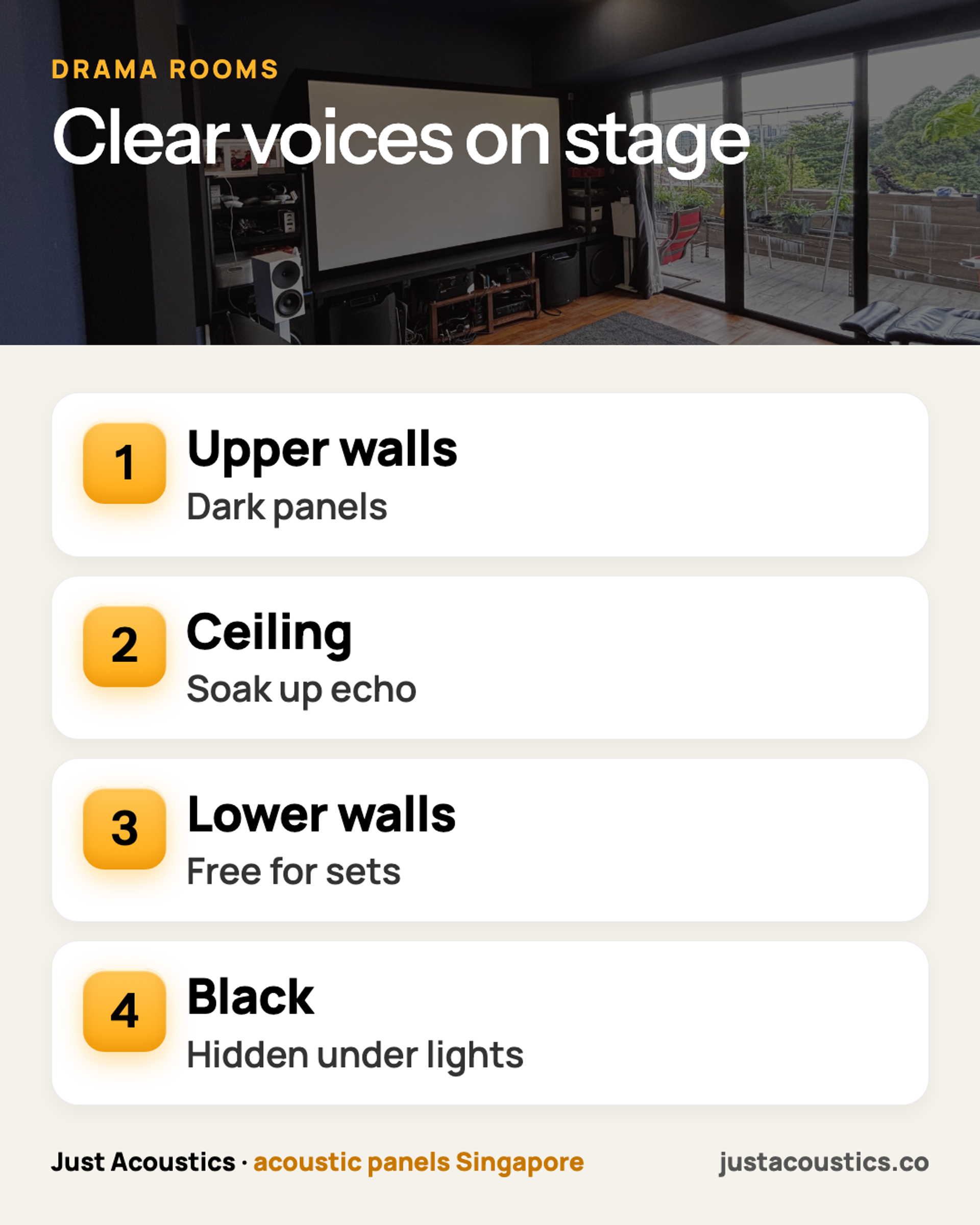 Clear voices on stage infographic