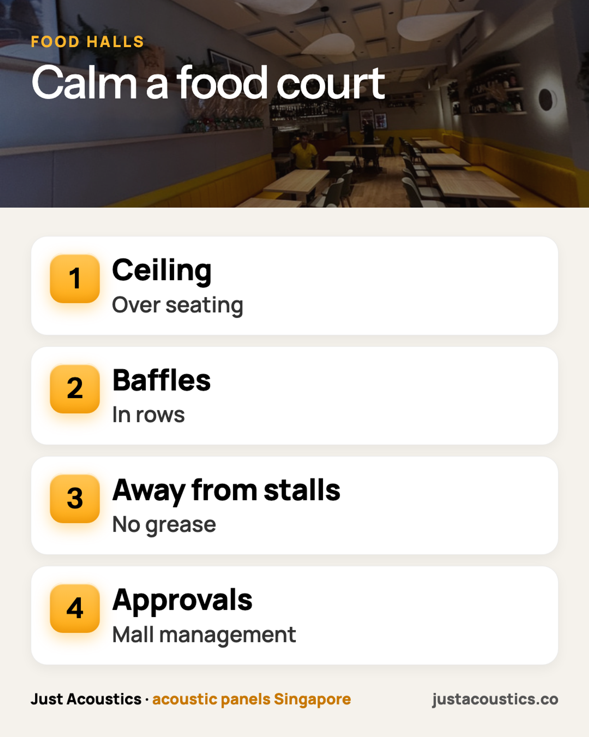 Calm a food court infographic