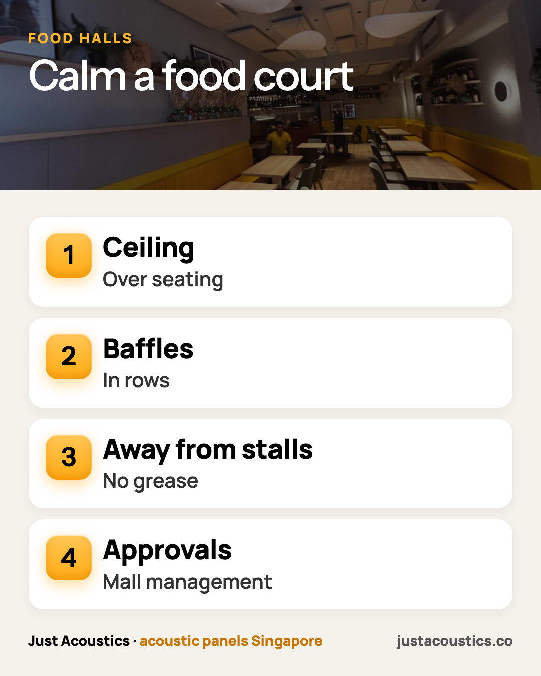 Calm a food court infographic