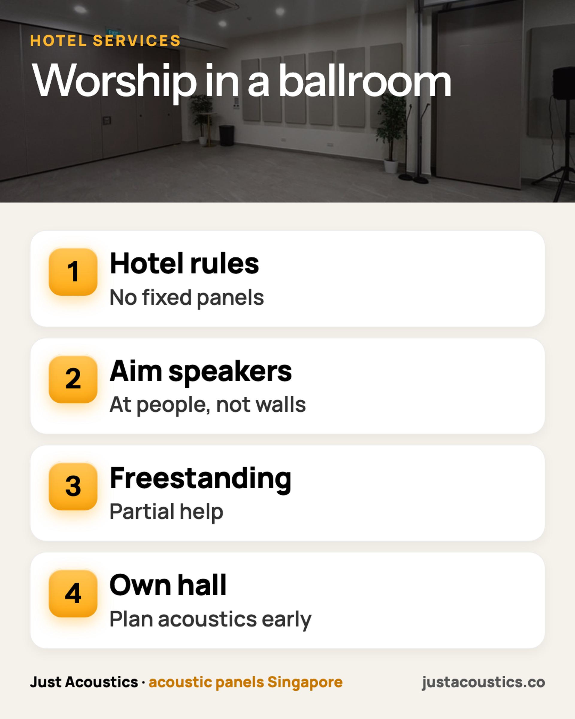 Worship in a ballroom infographic