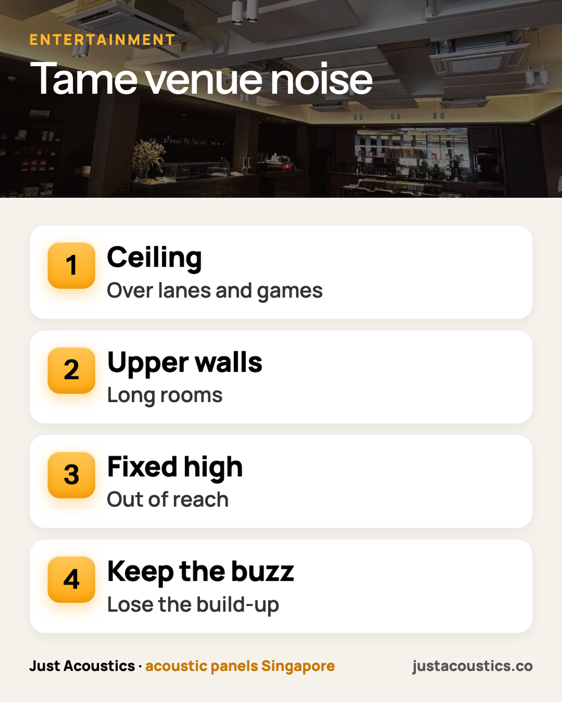 Tame venue noise infographic
