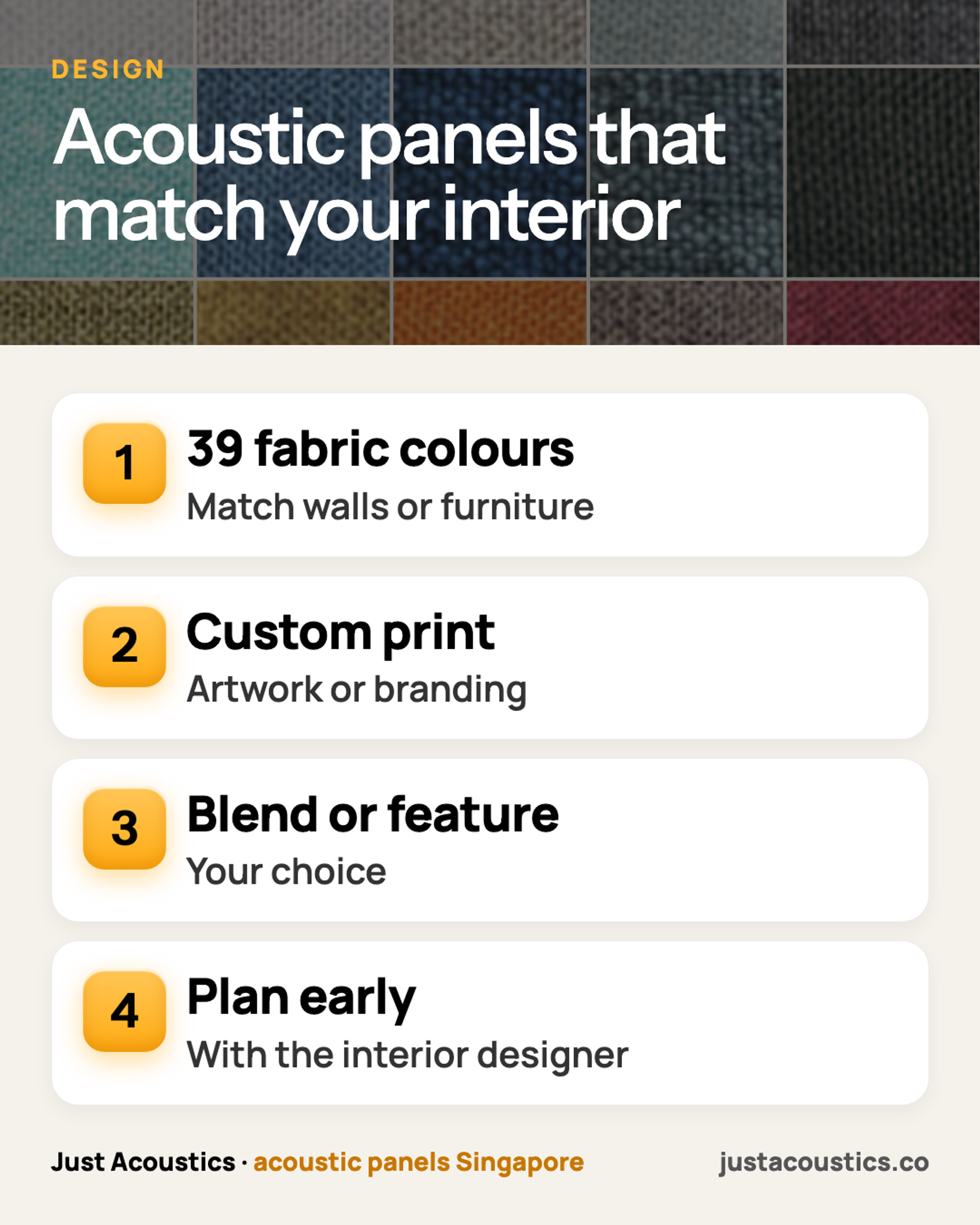 Acoustic panels that match your interior infographic
