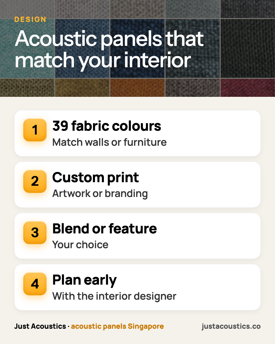 Acoustic panels that match your interior infographic