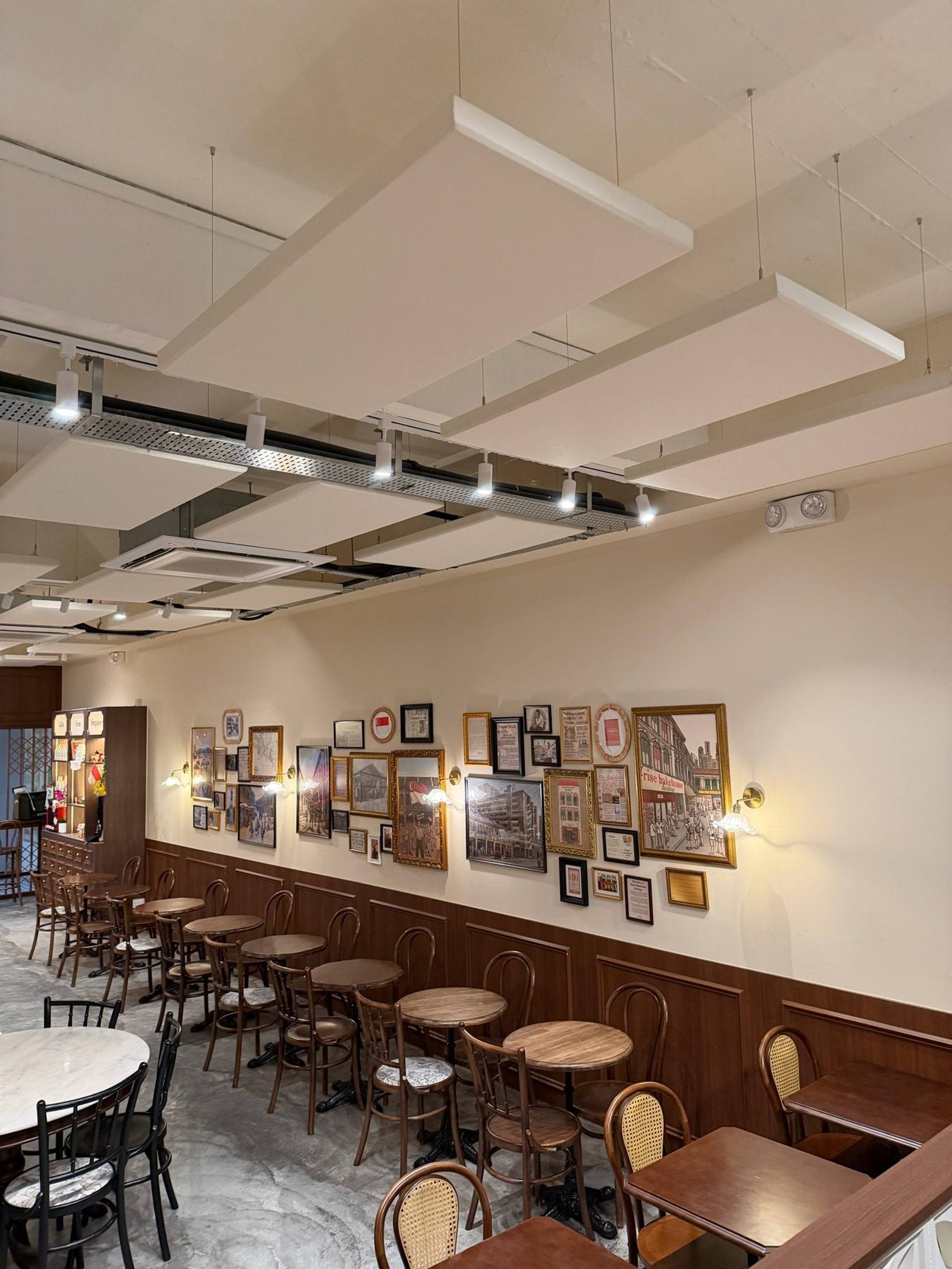 Rise Bakehouse, Chinatown: acoustic panels installed by Just Acoustics
