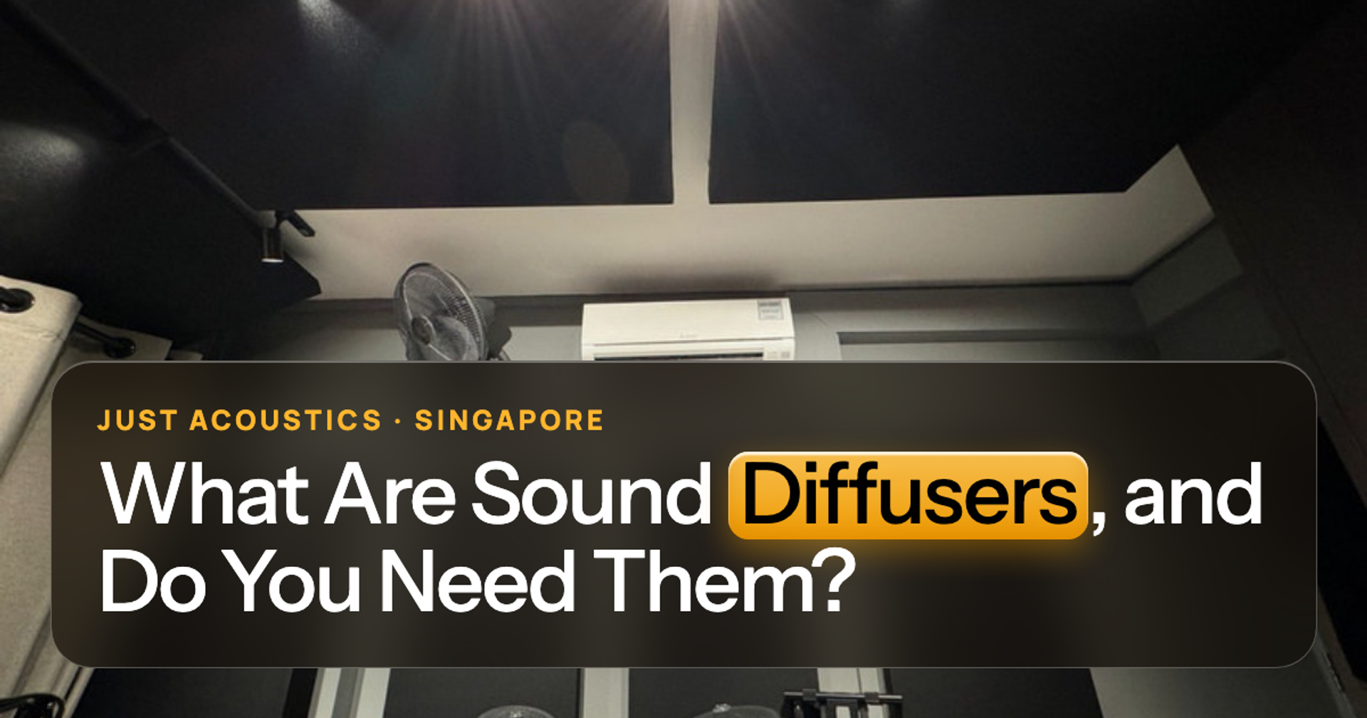 Treated listening room with acoustic panels
