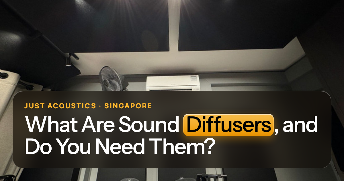 Treated listening room with acoustic panels