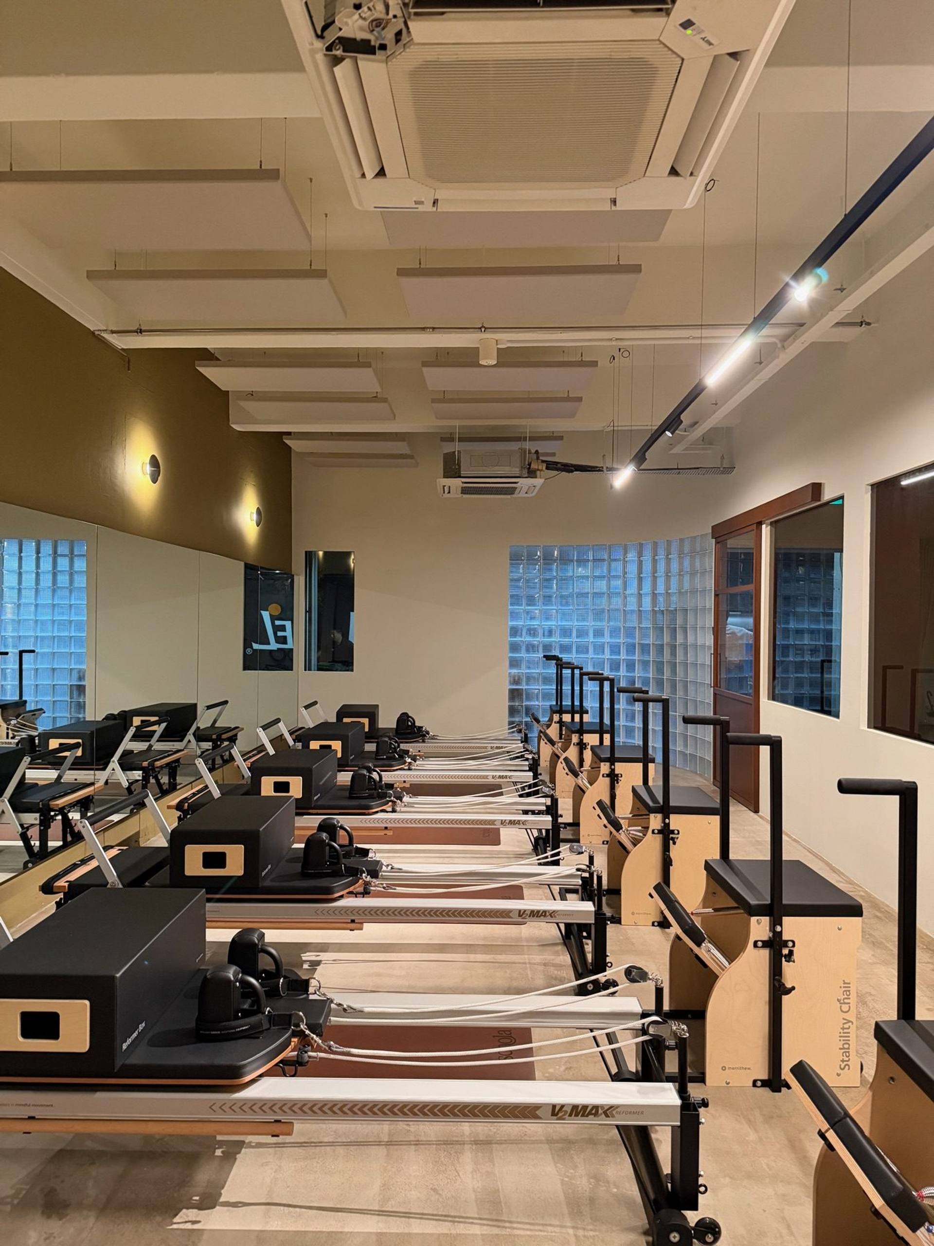 Schola Pilates Studio, Sennett Estate: acoustic panels installed by Just Acoustics