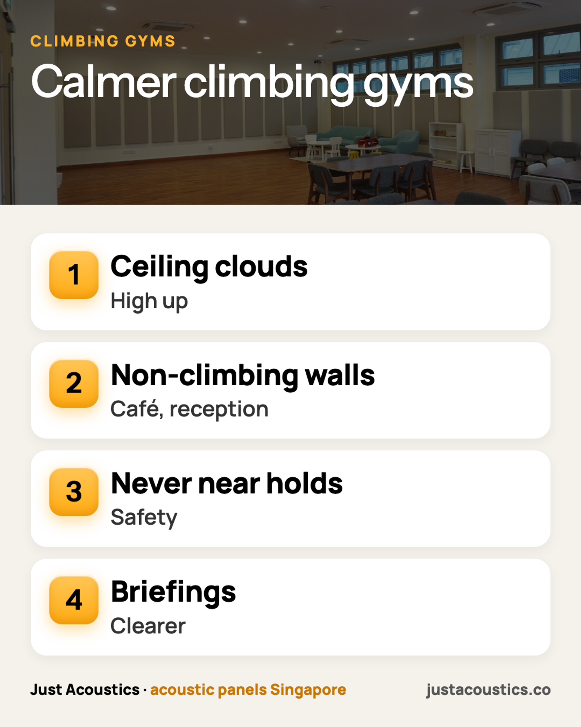 Calmer climbing gyms infographic