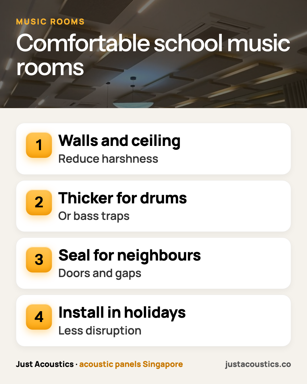 Comfortable school music rooms infographic