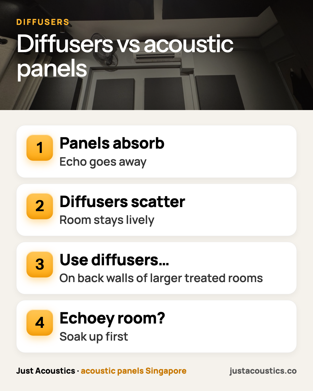 Diffusers vs acoustic panels infographic