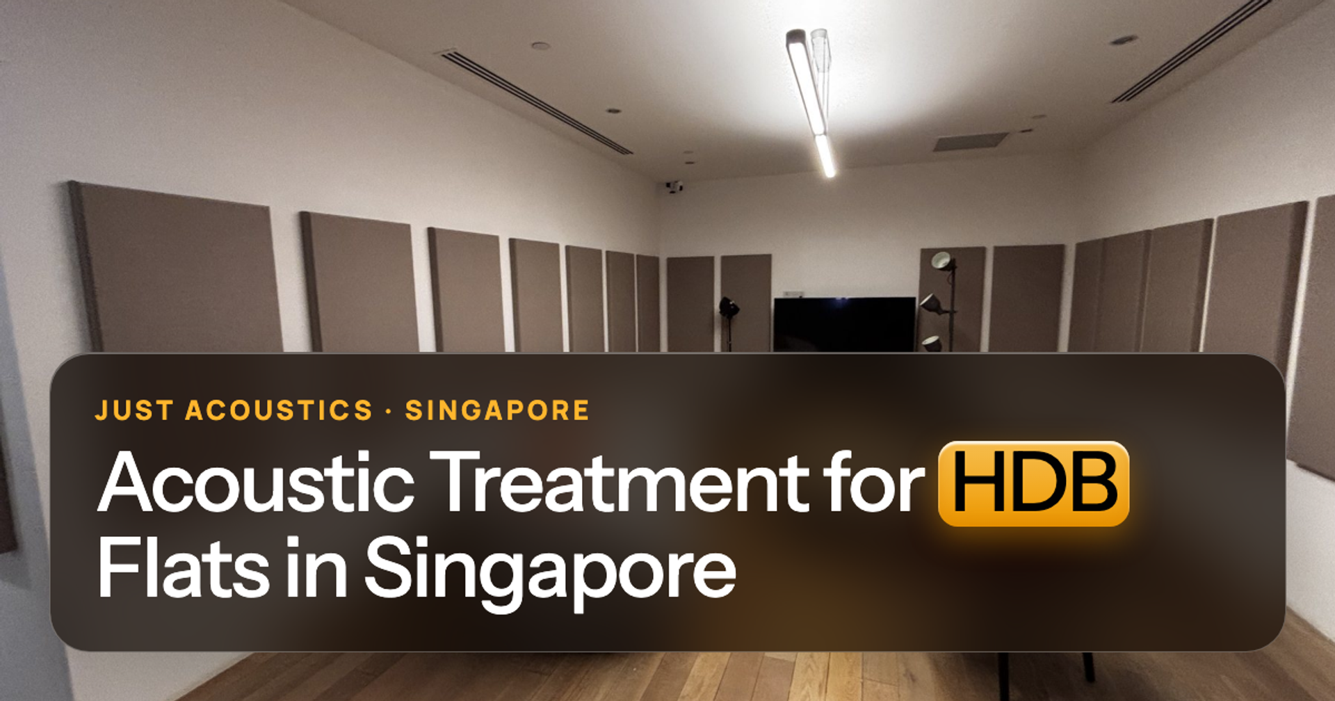 Living room in a Singapore home with acoustic panels on the wall