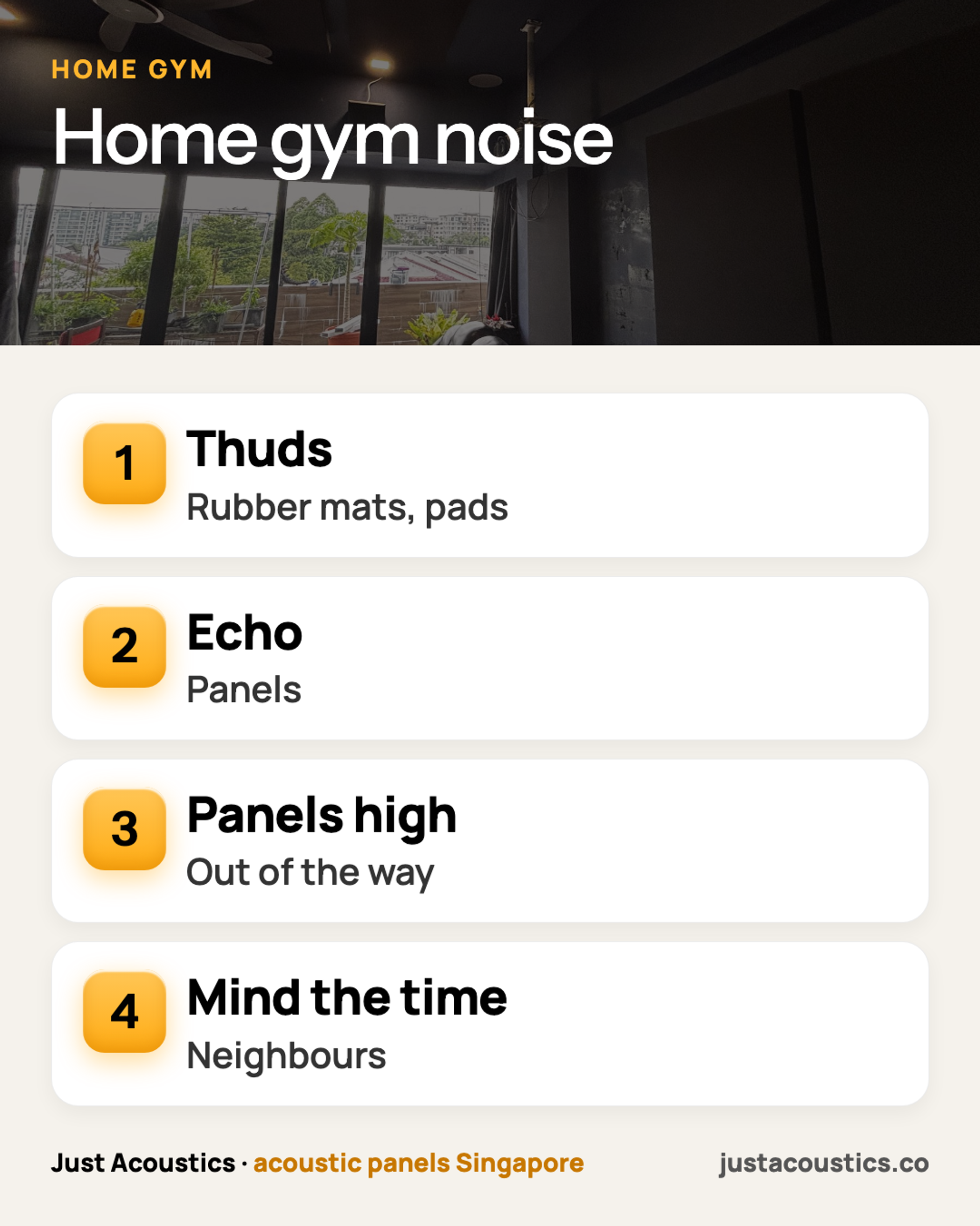 Home gym noise infographic