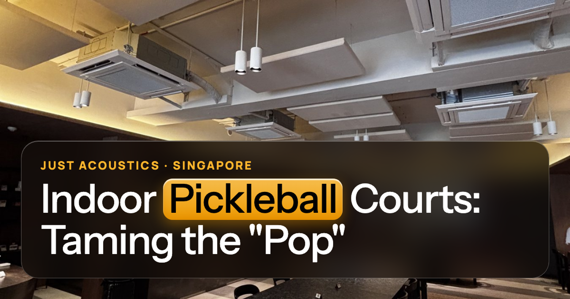 Indoor court space with acoustic panels