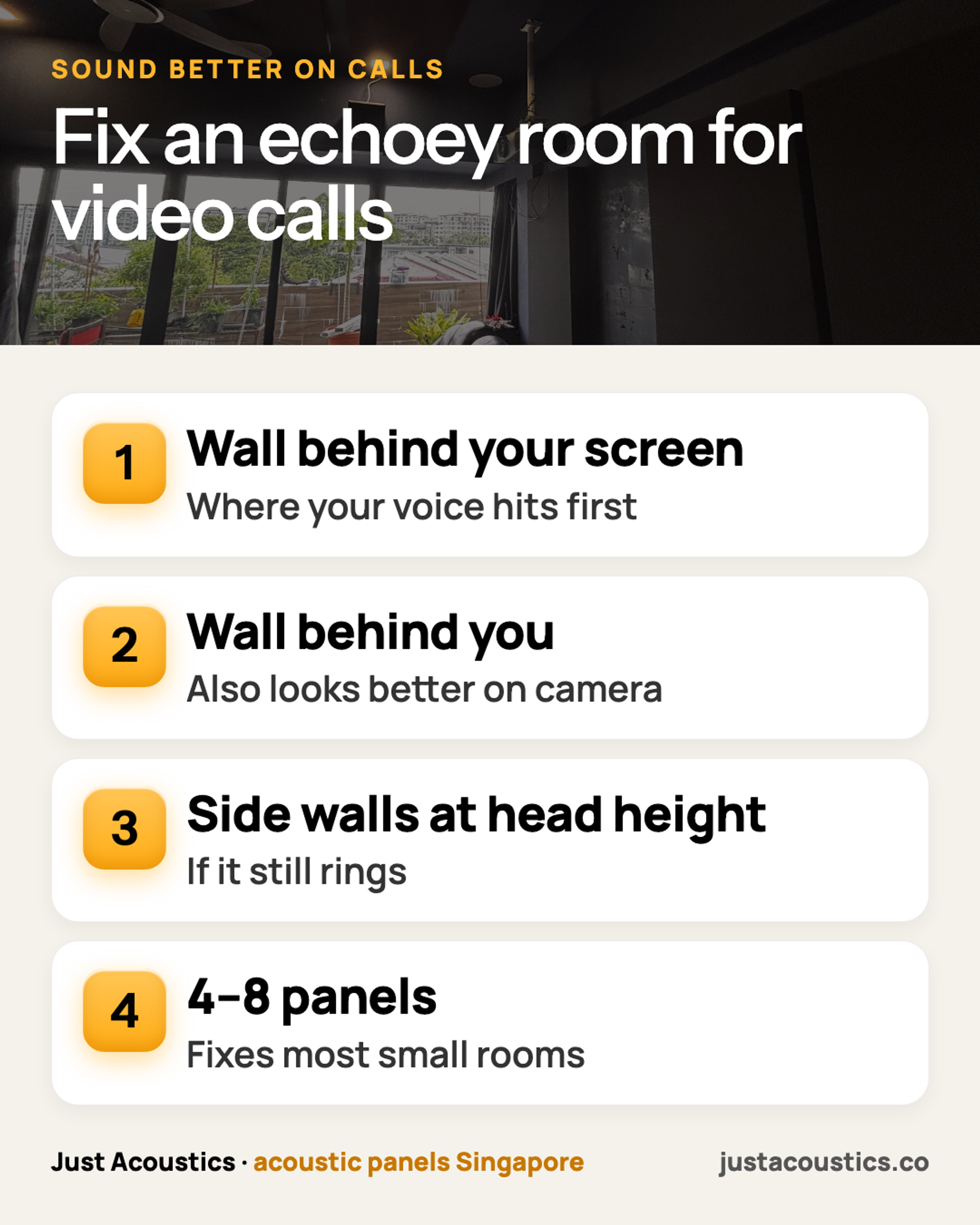 Fix an echoey room for video calls infographic